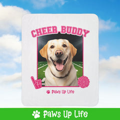 Labrador Retriever Yellow Lab Football Cheer Buddy Cheerleading Dog Fleece Sherpa Blanket - Perfect for Snuggling and Cozy Napping | Paws Up Life, LLC