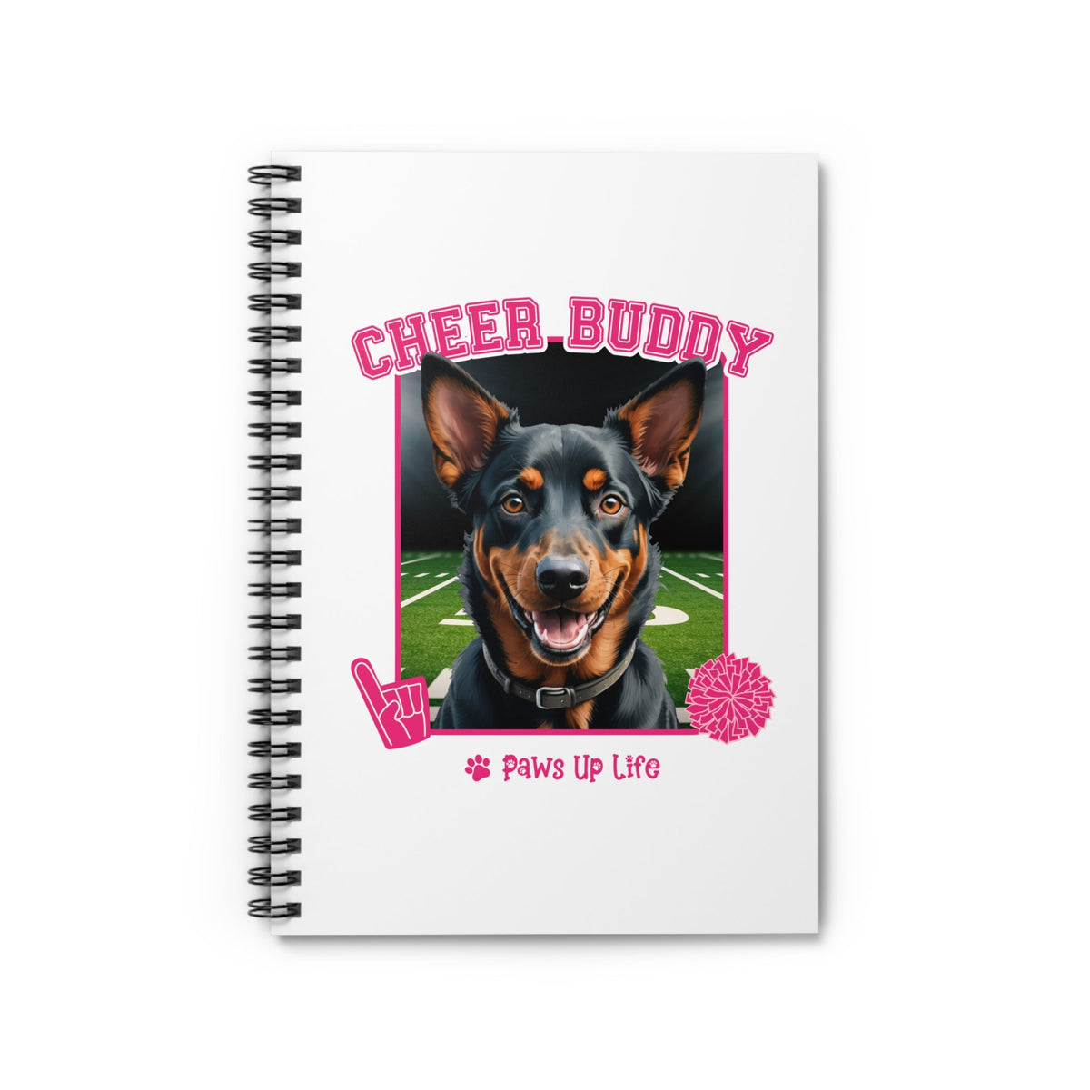 Australian Kelpie Cheer Buddy Cheerleading Dog Spiral Notebook for Office and Home - Ruled Line | Paws Up Life, LLC