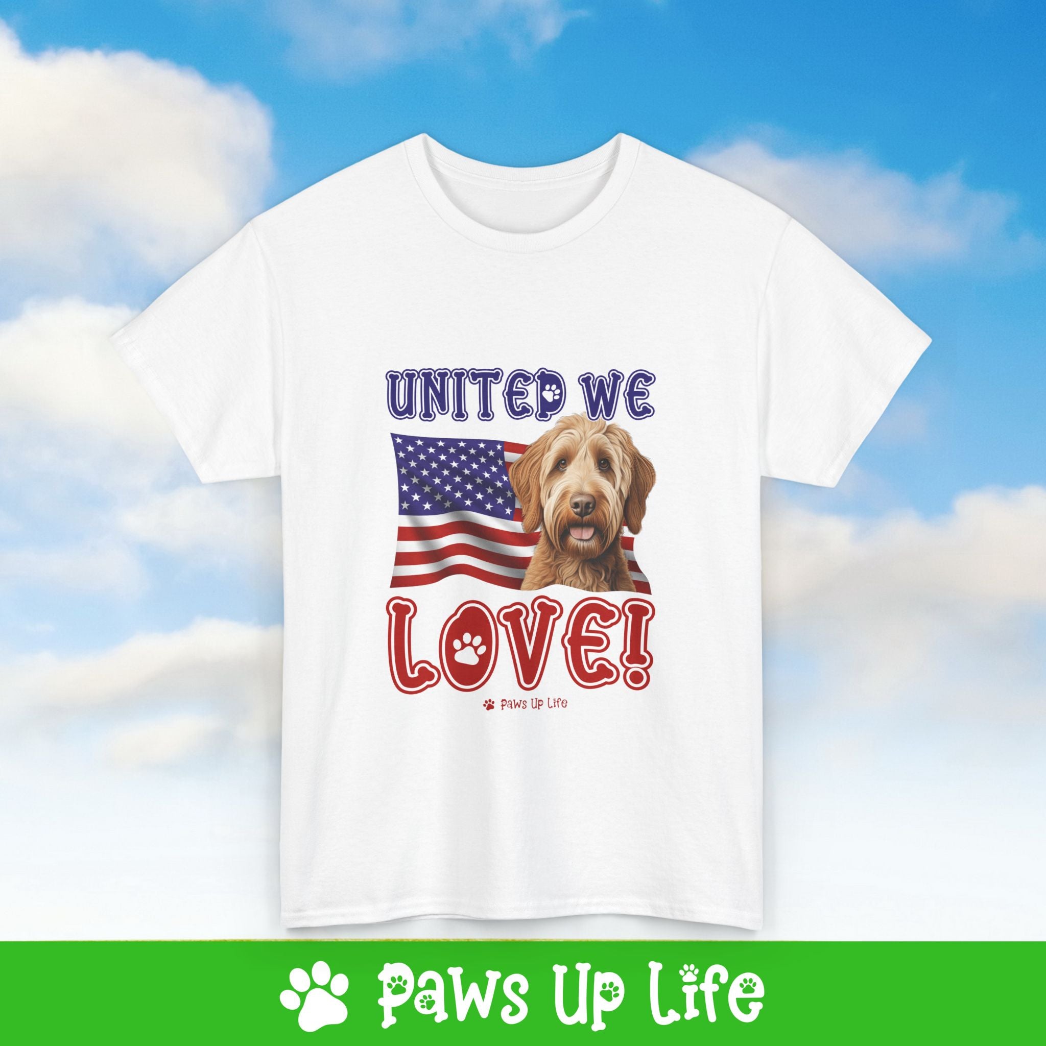 Labradoodle Dog United We Love Dog Tee, Shirt, Unisex Pet Lover Gift, Dog Mom Dad Tshirt, Animal Rescue Advocate, Cute Puppy Graphic Top Classic Collar | Paws Up Life, LLC