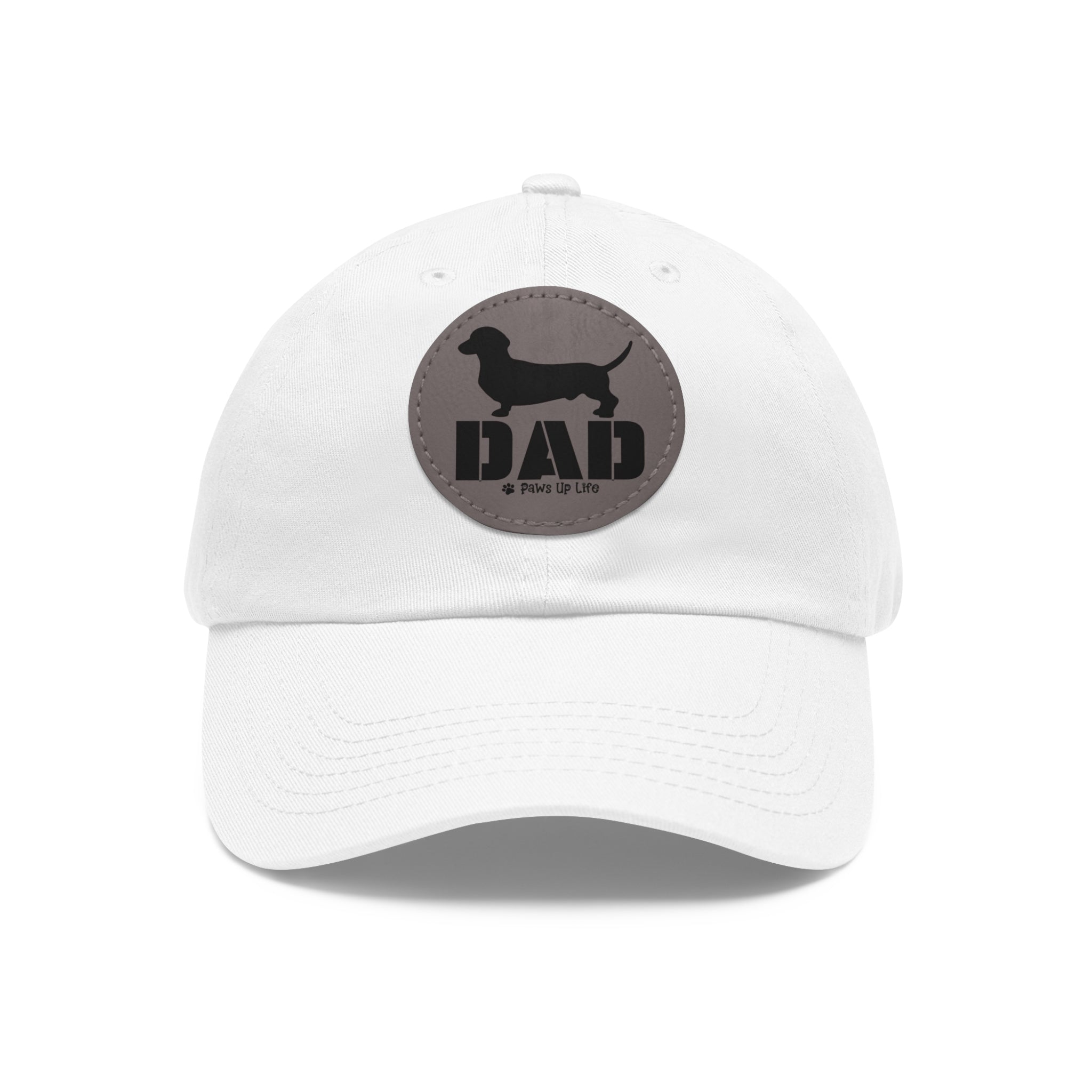 Dachshund Dog Dad Baseball Hat with Round Leather Patch Adult Adjustable