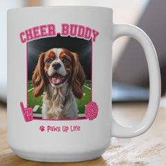 Cavalier King Charles Spaniel Football Cheer Buddy Cheerleading Dog 15oz Large Coffee Mug Ceramic Drinkware Tea Washable | Paws Up Life, LLC