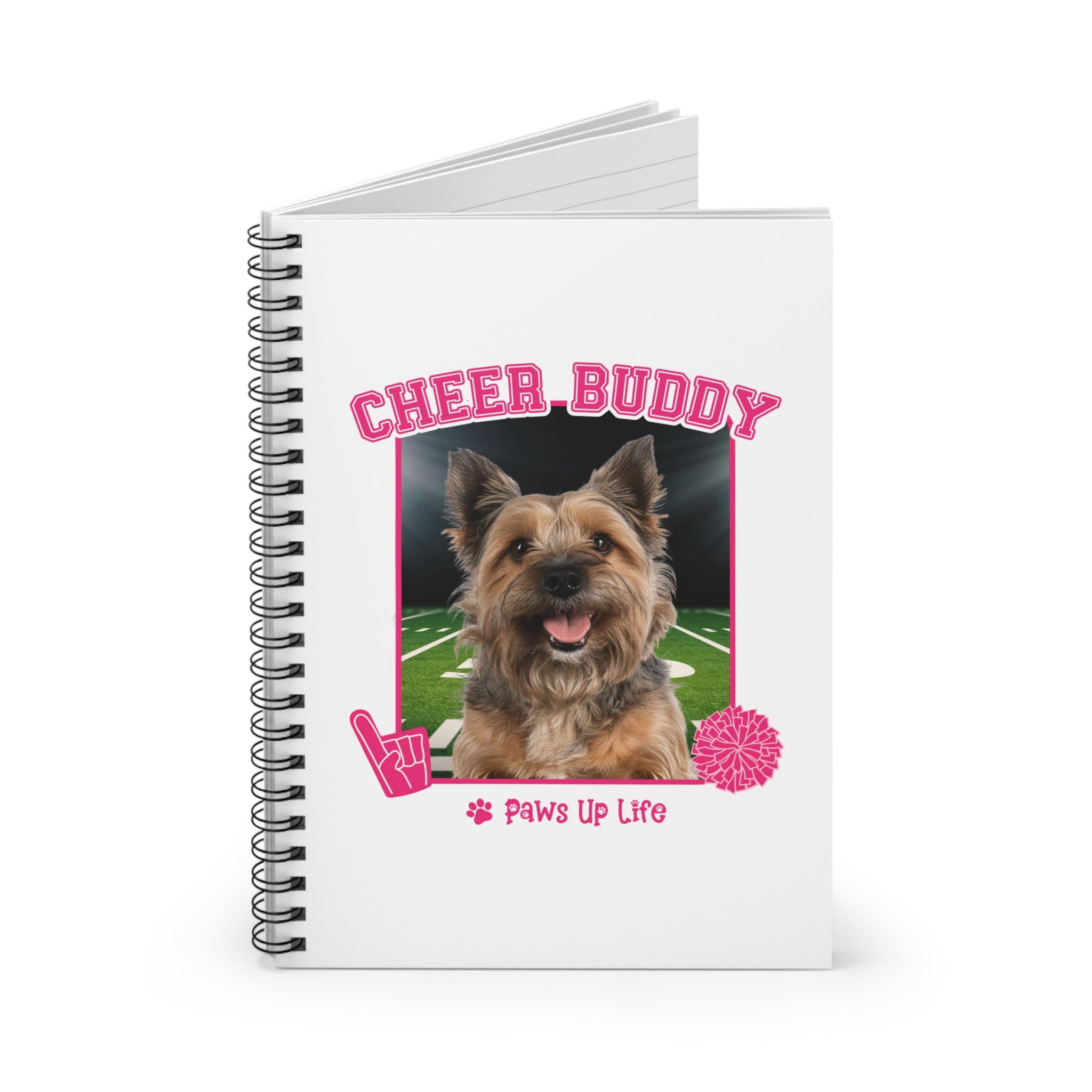 Brown Norfolk Terrier Football Cheer Buddy Cheerleading Dog Spiral Notebook for Office and Home - Ruled Line