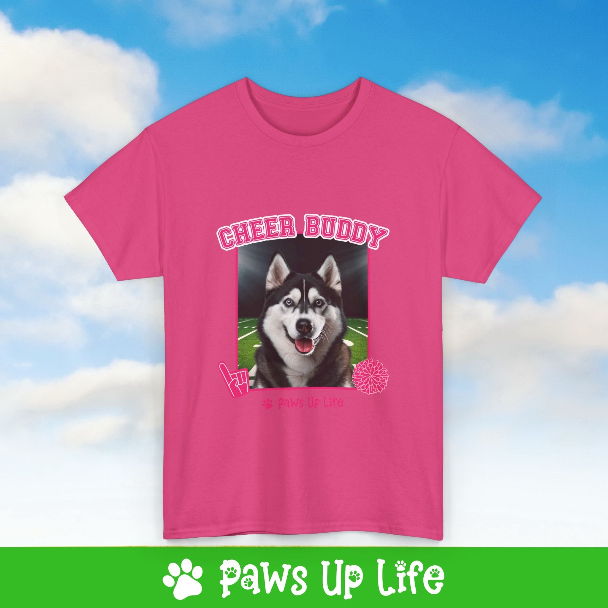 Black Siberian Husky Football Cheer Buddy Cheerleading Dog Tee, Shirt, Unisex Pet Lover Gift, Dog Mom Dad Tshirt, Animal Rescue Advocate, Cute Puppy Graphic Top Classic Collar