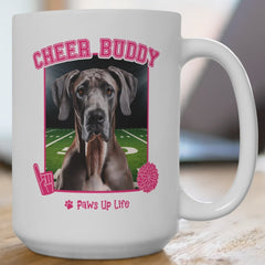 Great Dane Football Cheer Buddy Cheerleading Dog 15oz Large Coffee Mug Ceramic Drinkware Tea Washable | Paws Up Life, LLC