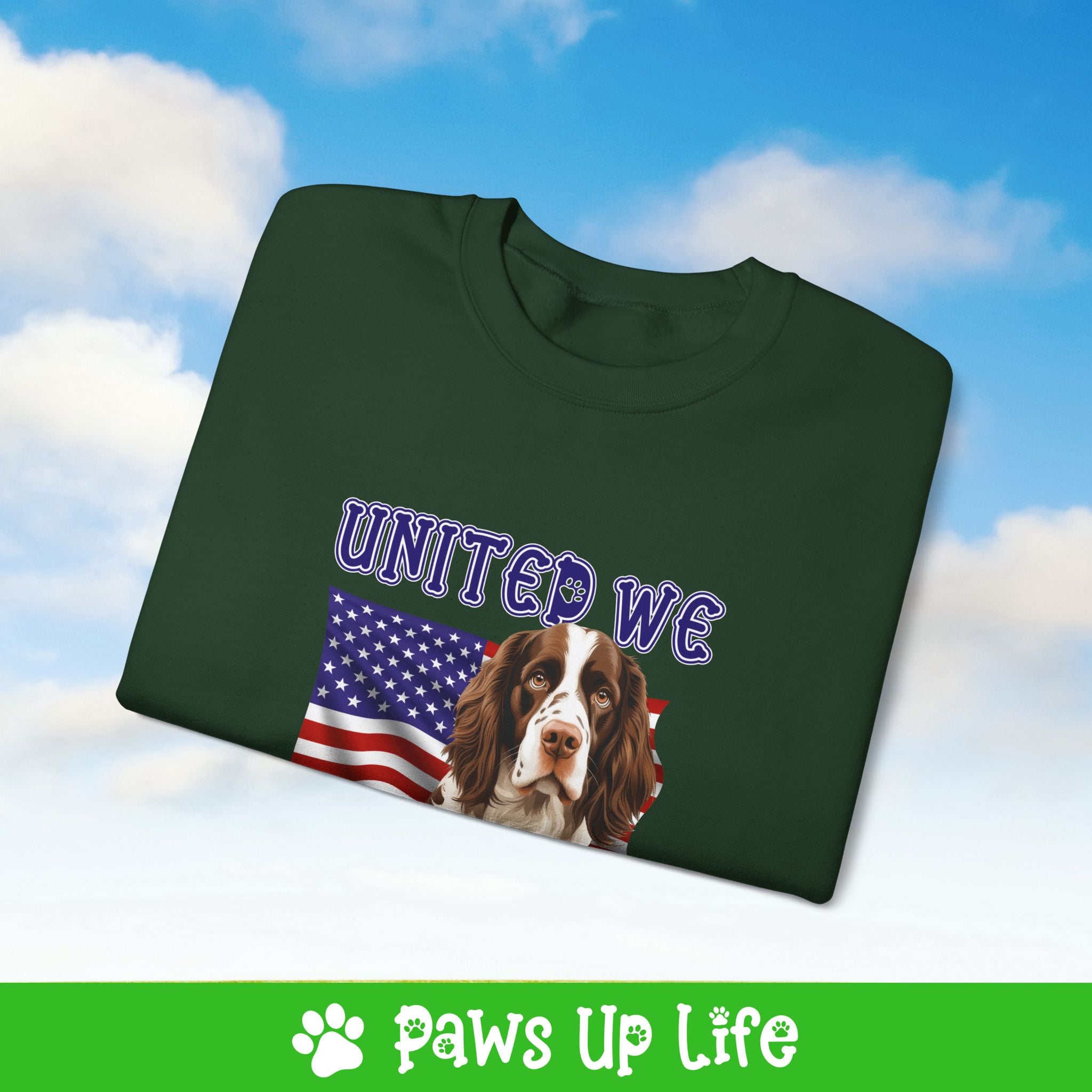 English Springer Spaniel Dog United We Love Dog Crewneck Sweatshirt, Unisex Gift for Animal Lovers, Dog Mom Dad Sweatshirt, Cute Dog Lover Apparel, Fun Pet