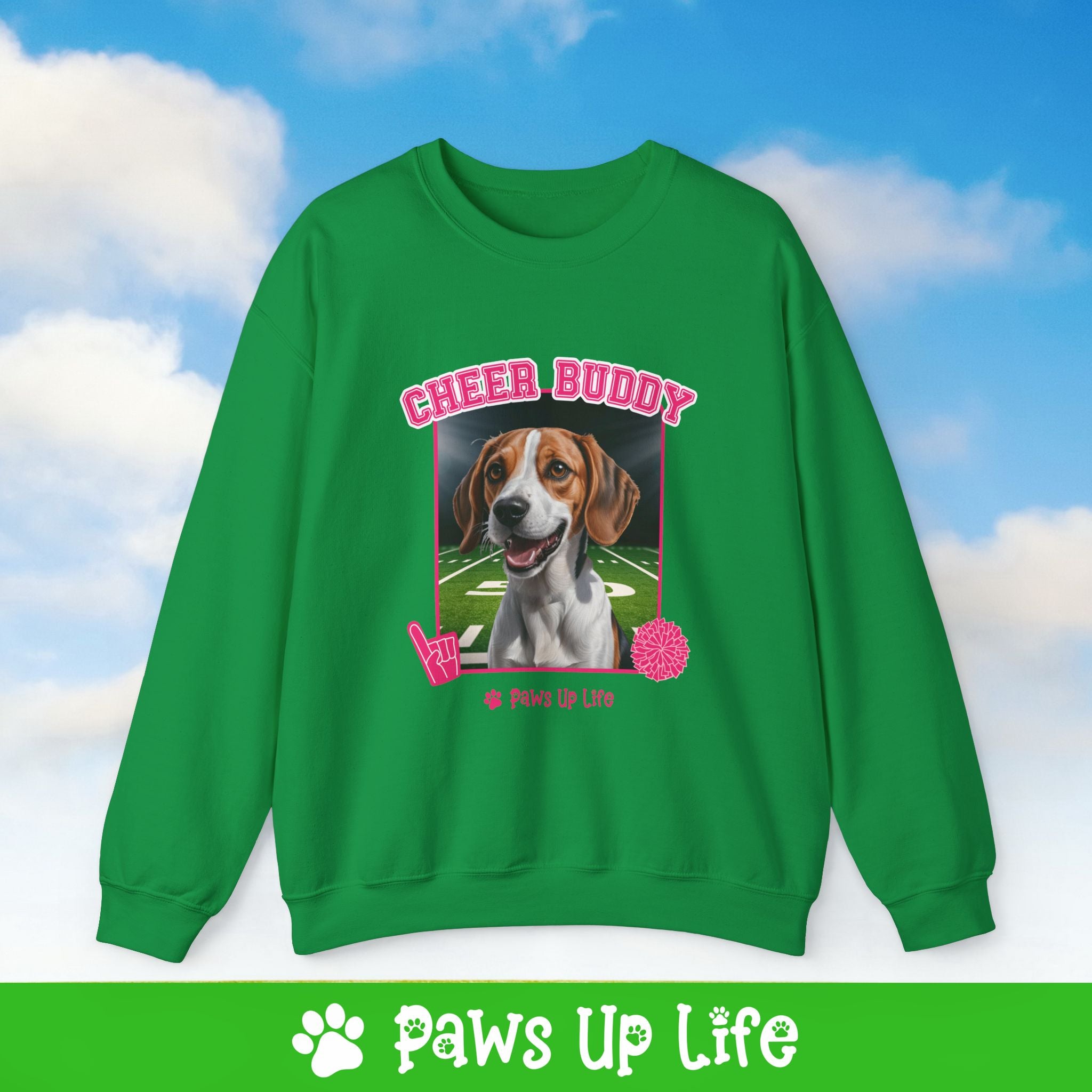 Bernese Mountain Dog Football Cheer Buddy Cheerleading Dog Crewneck Sweatshirt, Unisex Gift for Animal Lovers, Dog Mom Dad Sweatshirt, Cute Dog Lover Apparel, Fun Pet | Paws Up Life, LLC