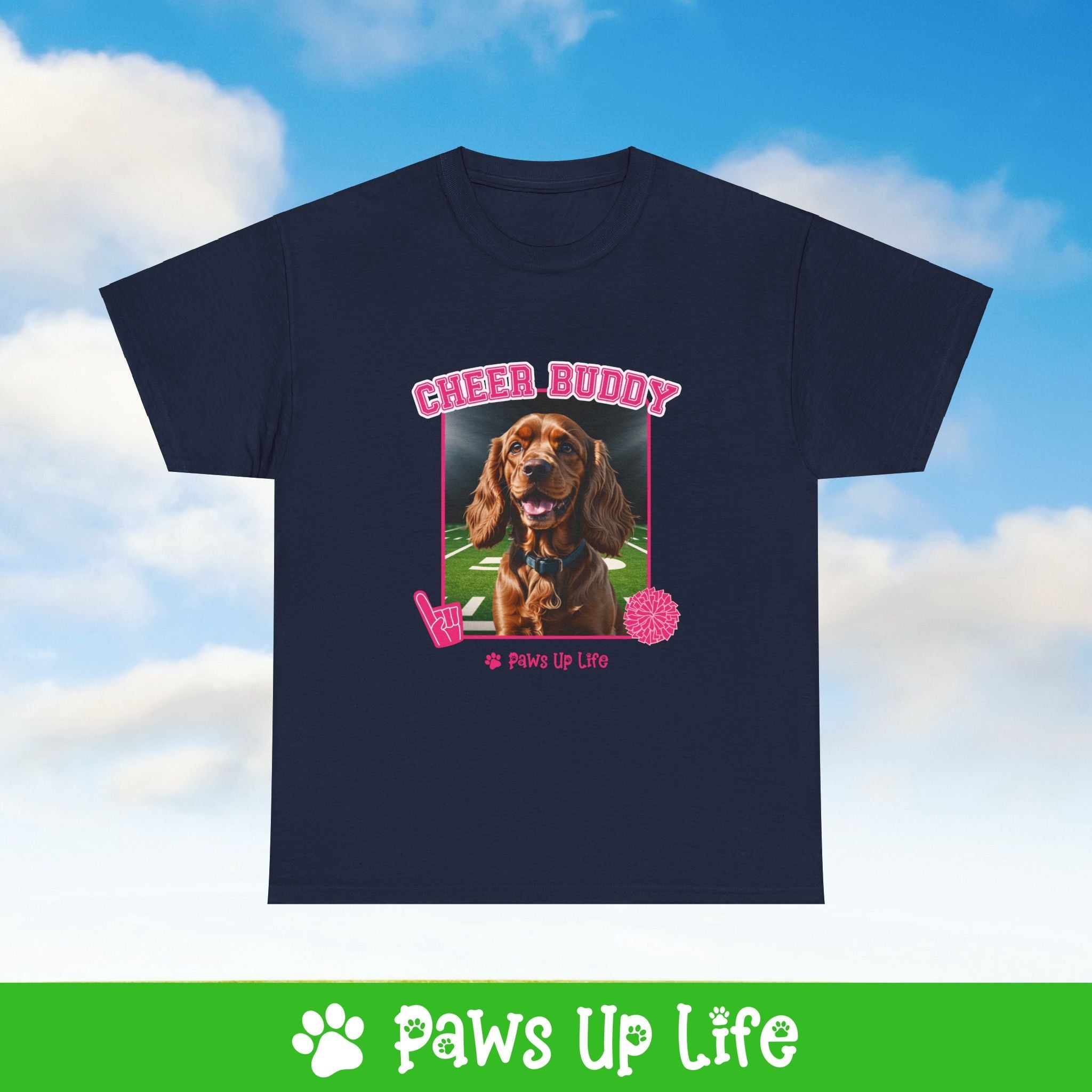 Cocker Spaniel Football Cheer Buddy Cheerleading Dog Tee, Shirt, Unisex Pet Lover Gift, Dog Mom Dad Tshirt, Animal Rescue Advocate, Cute Puppy Graphic Top Classic Collar | Paws Up Life, LLC