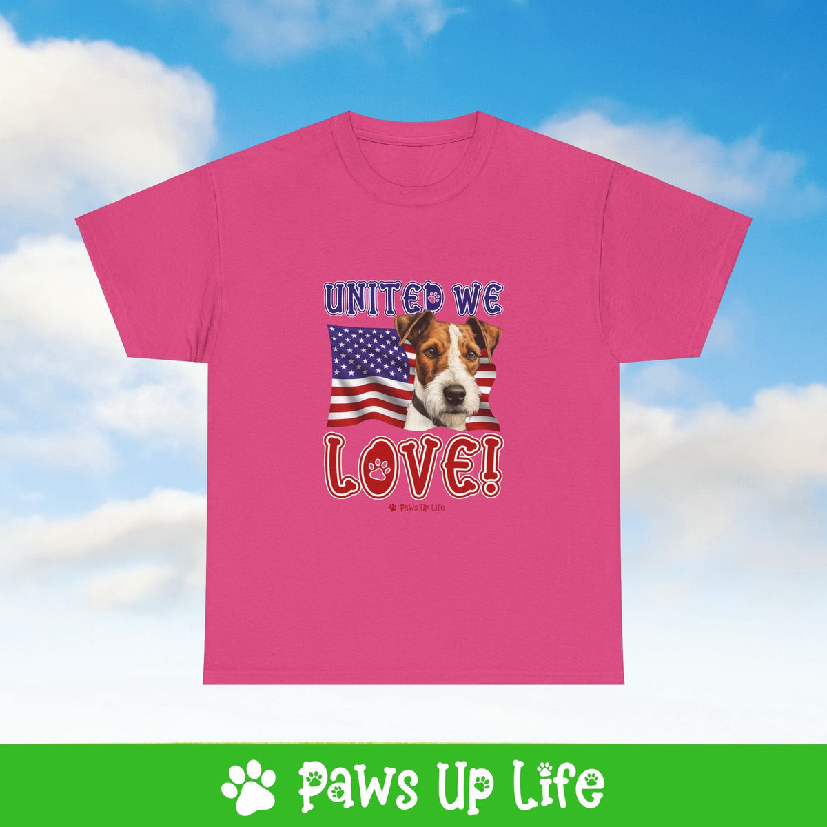 Fox Terrier Dog United We Love Dog Tee, Shirt, Unisex Pet Lover Gift, Dog Mom Dad Tshirt, Animal Rescue Advocate, Cute Puppy Graphic Top Classic Collar