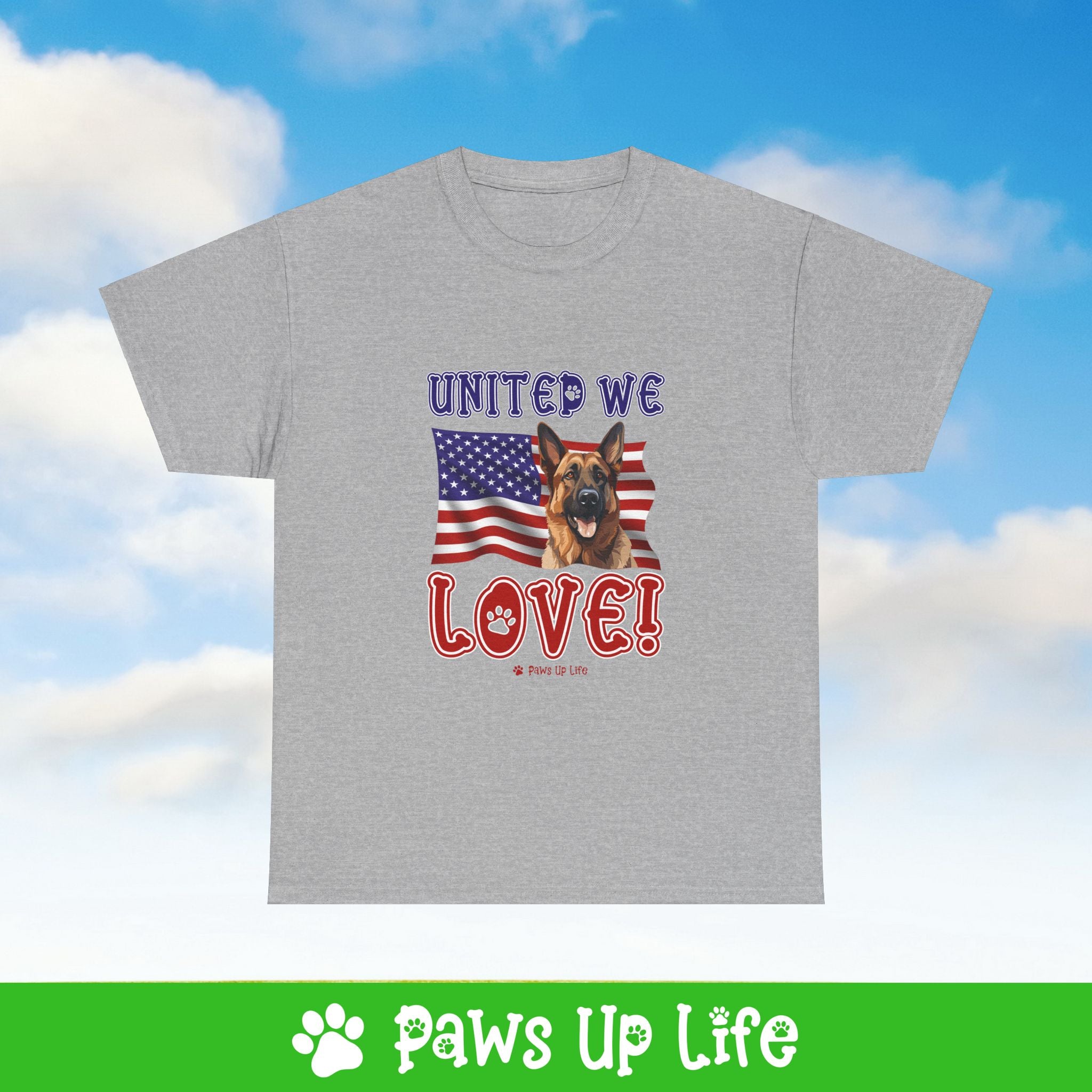 German Shepherd Dog United We Love Dog Tee, Shirt, Unisex Pet Lover Gift, Dog Mom Dad Tshirt, Animal Rescue Advocate, Cute Puppy Graphic Top Classic Collar | Paws Up Life, LLC