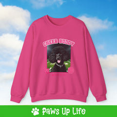 Black Poodle Football Cheer Buddy Cheerleading Dog Crewneck Sweatshirt, Unisex Gift for Animal Lovers, Dog Mom Dad Sweatshirt, Cute Dog Lover Apparel, Fun Pet | Paws Up Life, LLC