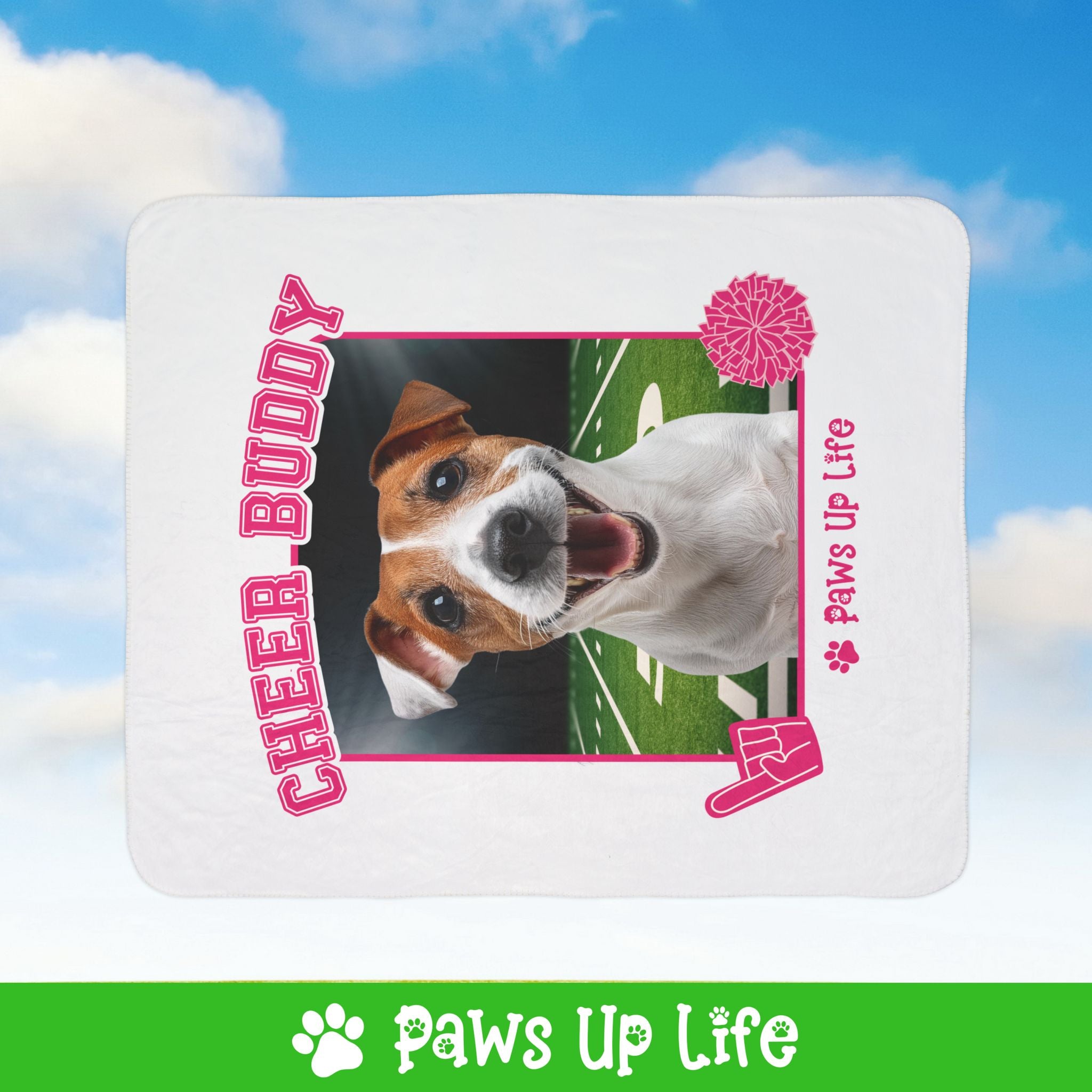 Jack Russell Football Cheer Buddy Cheerleading Dog Fleece Sherpa Blanket - Perfect for Snuggling and Cozy Napping | Paws Up Life, LLC