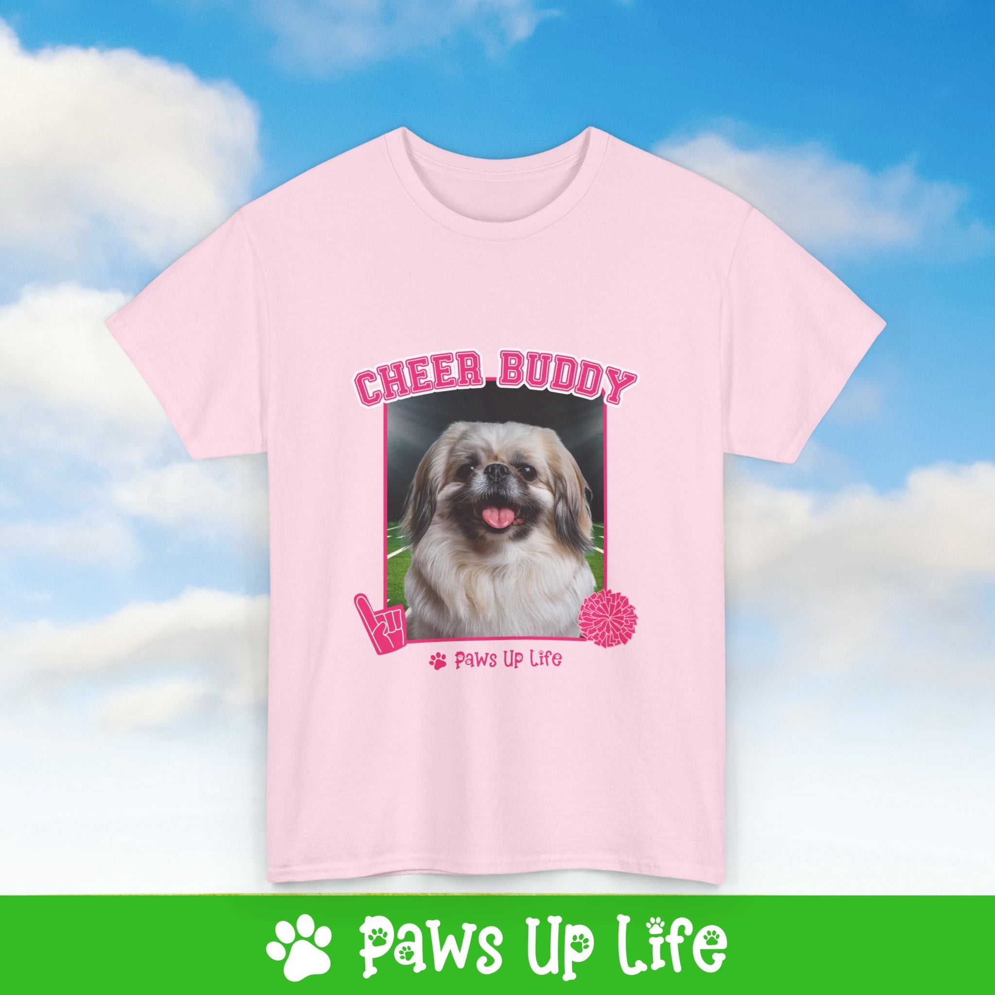 Pekinese Football Cheer Buddy Cheerleading Dog Tee, Shirt, Unisex Pet Lover Gift, Dog Mom Dad Tshirt, Animal Rescue Advocate, Cute Puppy Graphic Top Classic Collar | Paws Up Life, LLC