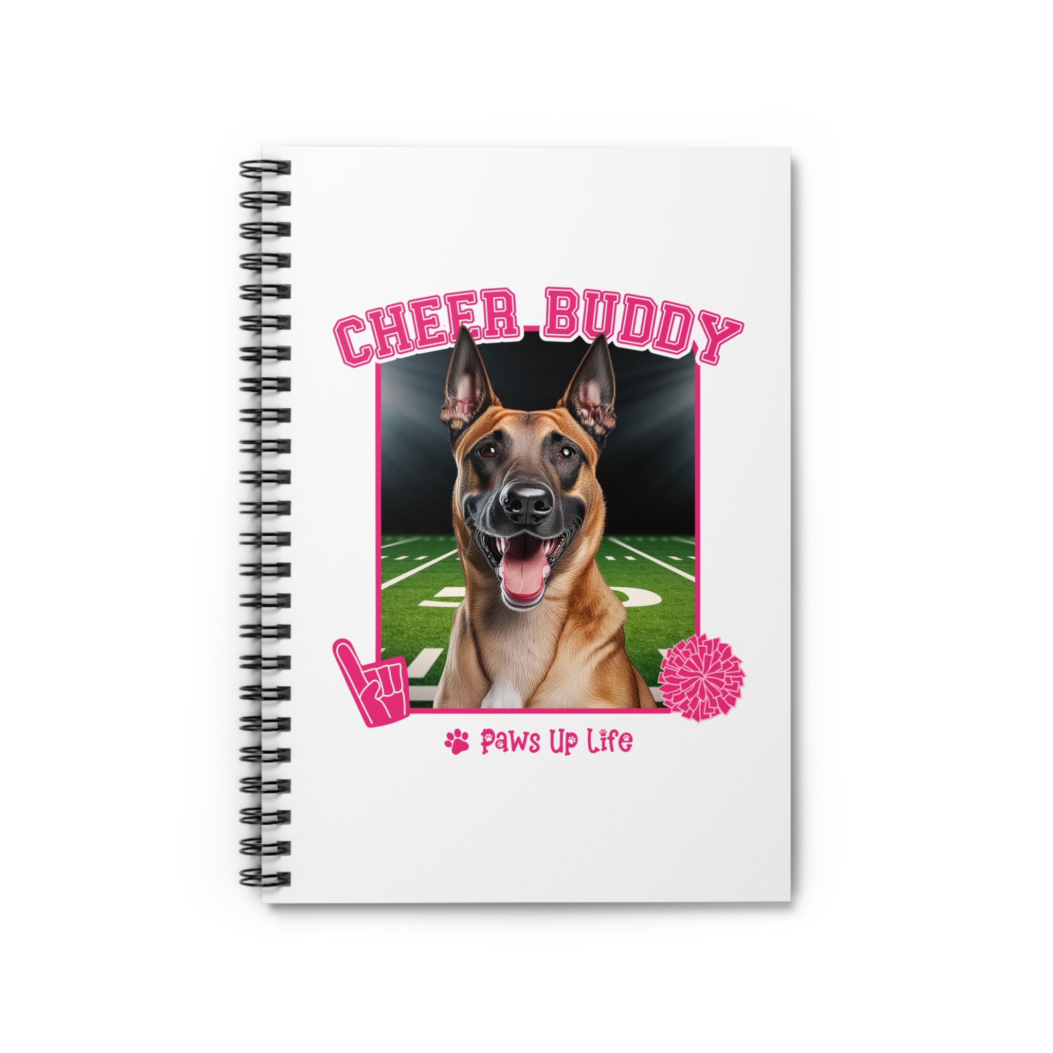 Belgian Malinos Cheer Buddy Cheerleading Dog Spiral Notebook for Office and Home - Ruled Line | Paws Up Life, LLC