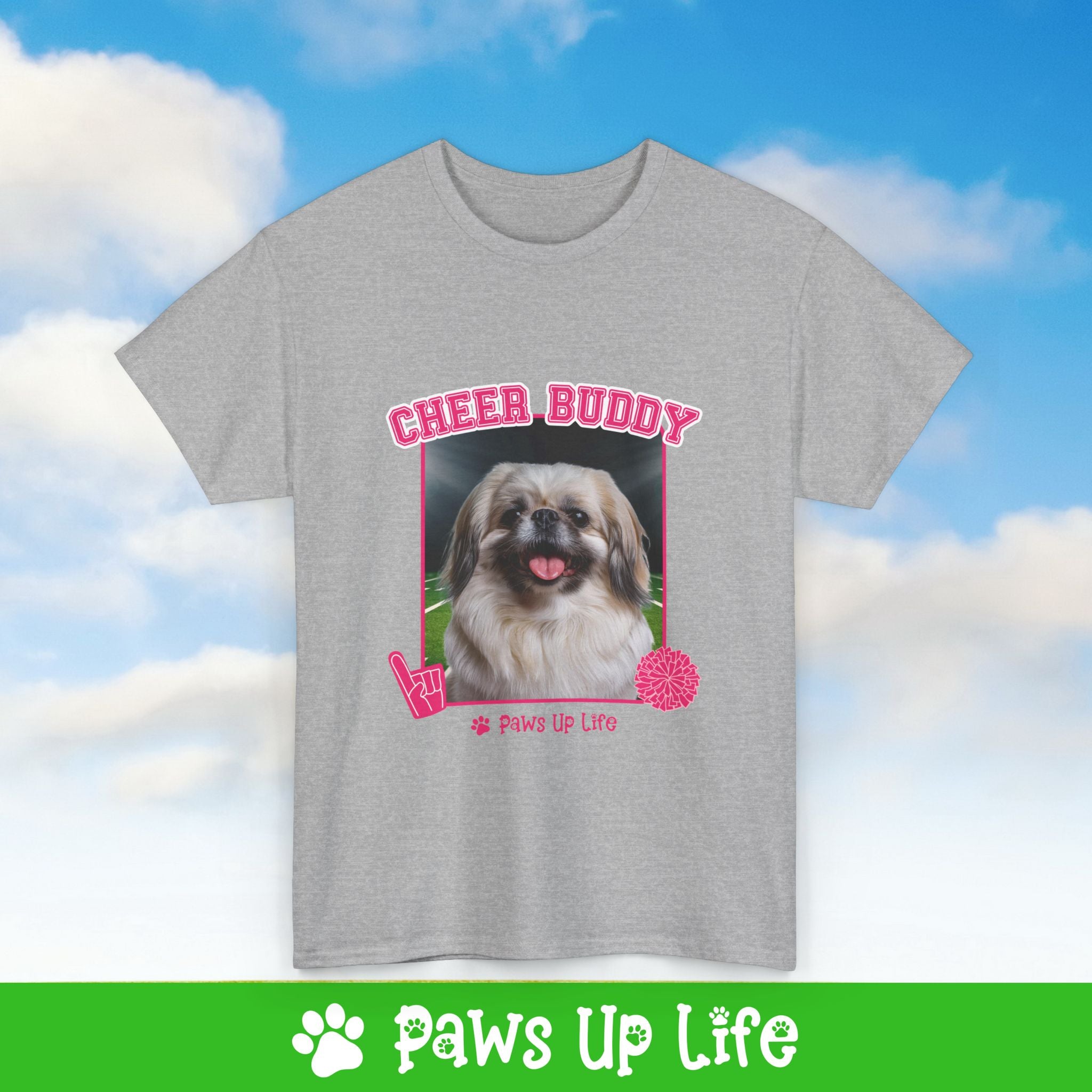 Pekinese Football Cheer Buddy Cheerleading Dog Tee, Shirt, Unisex Pet Lover Gift, Dog Mom Dad Tshirt, Animal Rescue Advocate, Cute Puppy Graphic Top Classic Collar | Paws Up Life, LLC