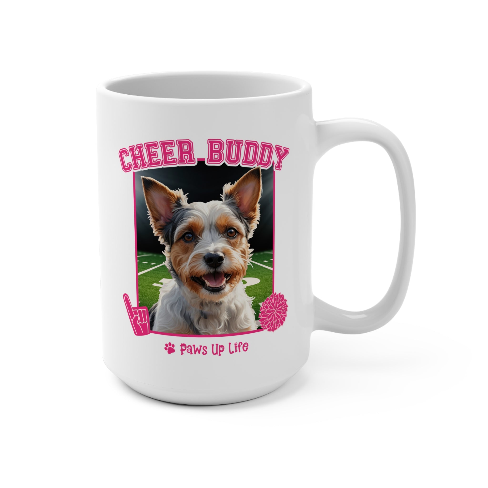 Biewer Terrier Football Cheer Buddy Cheerleading Dog 15oz Large Coffee Mug Ceramic Drinkware Tea Washable