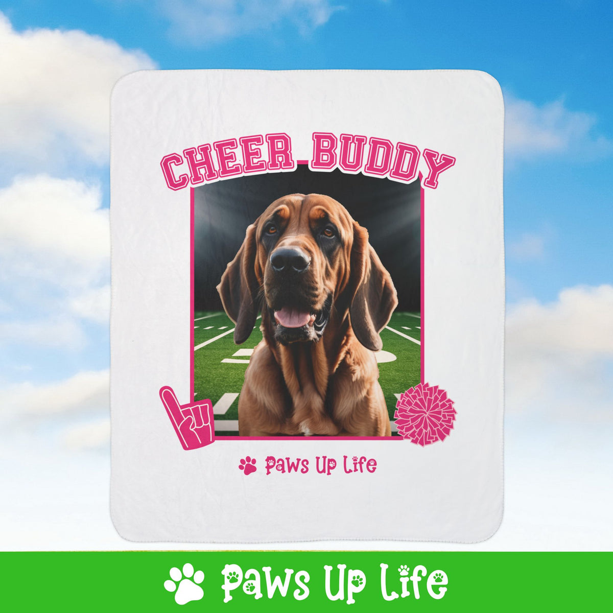 Bloodhound Football Cheer Buddy Cheerleading Dog Fleece Sherpa Blanket - Perfect for Snuggling and Cozy Napping | Paws Up Life, LLC