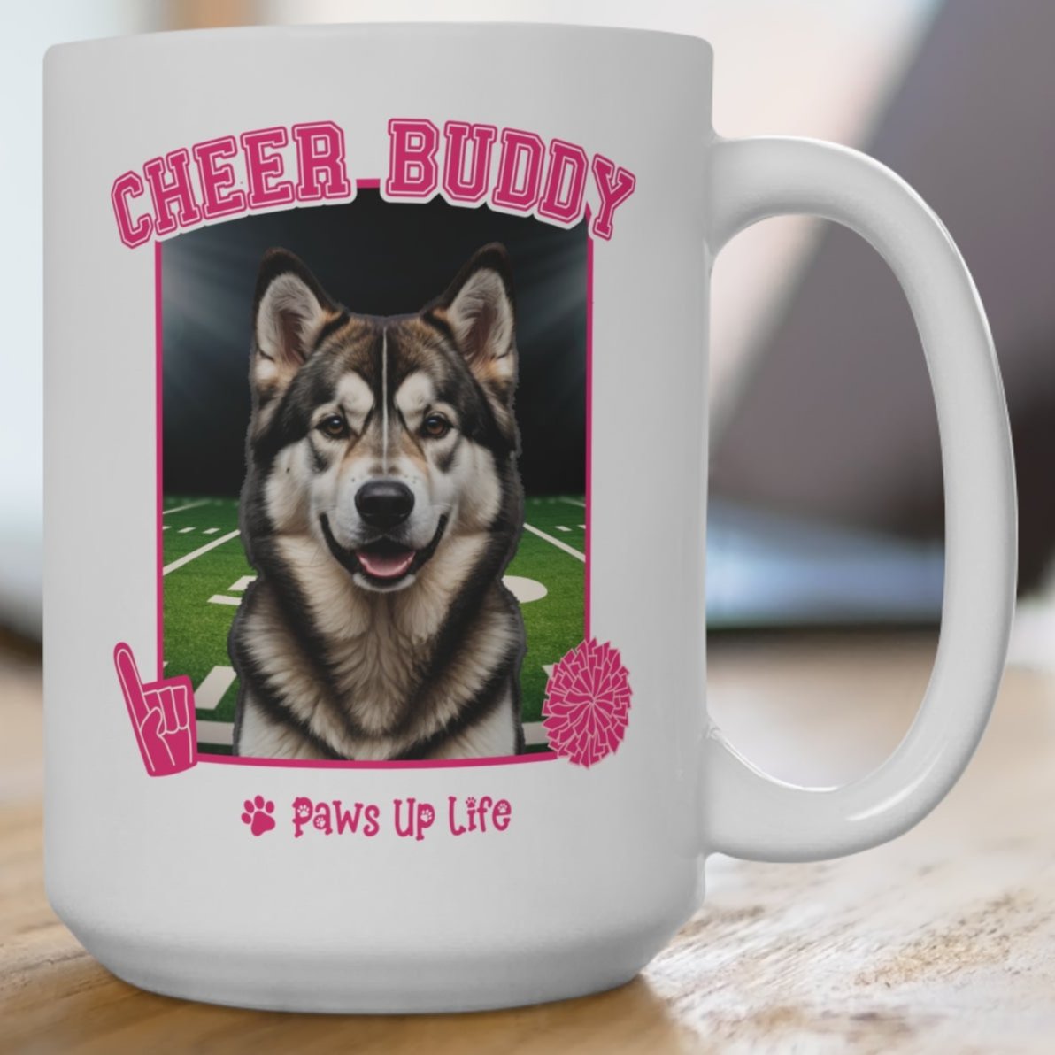 Alaskan Malamute Cheer Buddy Cheerleading Dog 15oz Large Coffee Mug Ceramic Drinkware Tea Washable | Paws Up Life, LLC