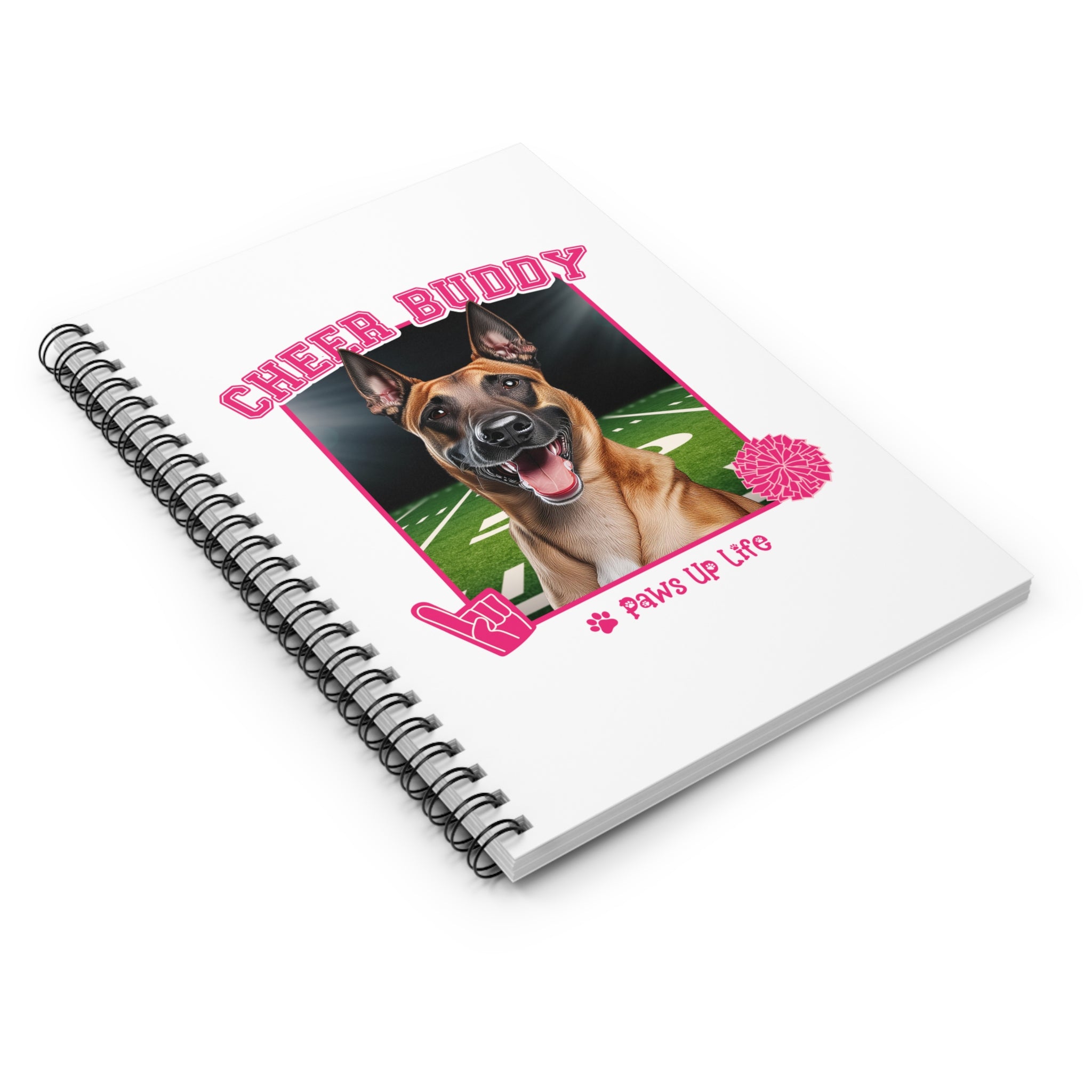 Belgian Malinos Cheer Buddy Cheerleading Dog Spiral Notebook for Office and Home - Ruled Line