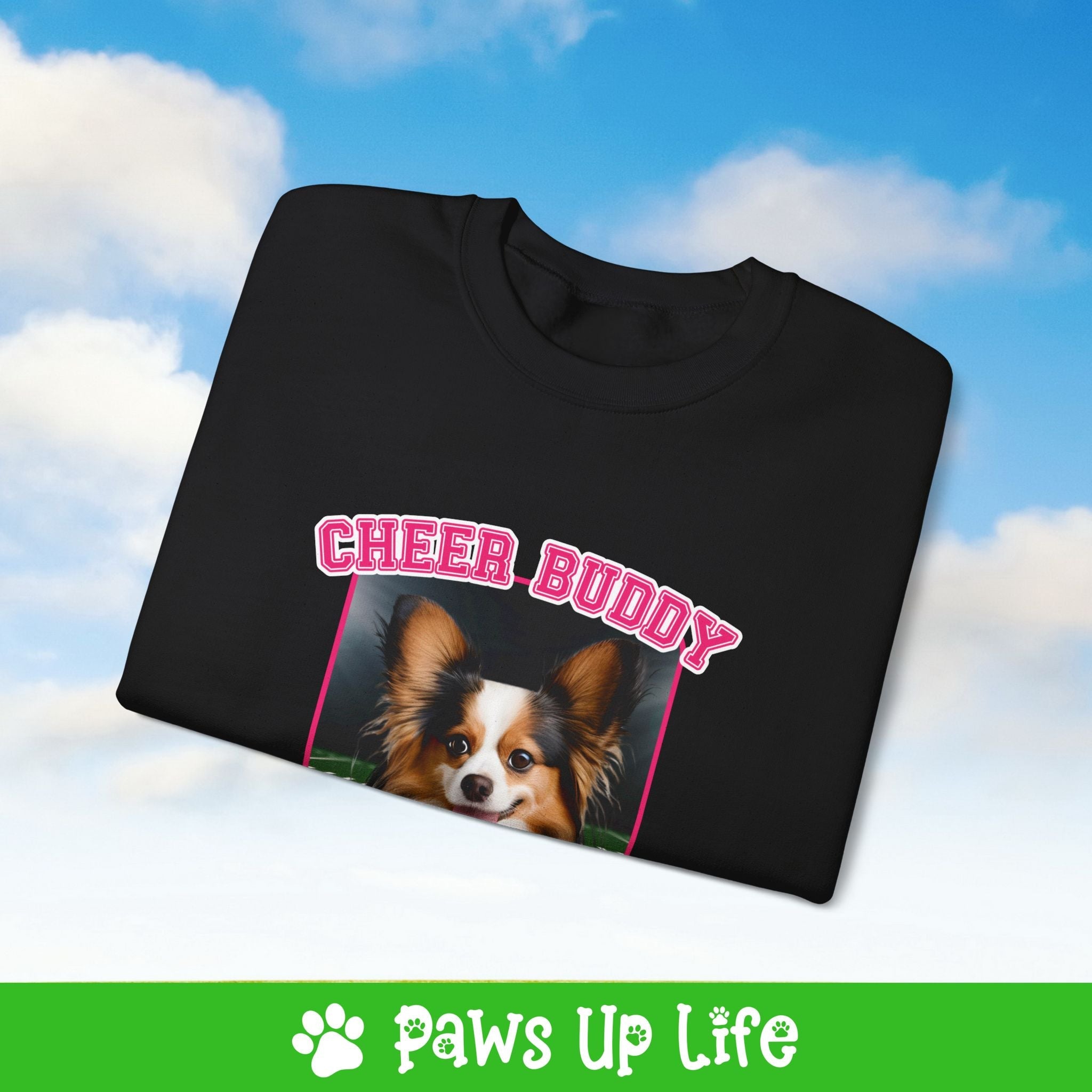 Papillon Football Cheer Buddy Cheerleading Dog Crewneck Sweatshirt, Unisex Gift for Animal Lovers, Dog Mom Dad Sweatshirt, Cute Dog Lover Apparel, Fun Pet | Paws Up Life, LLC