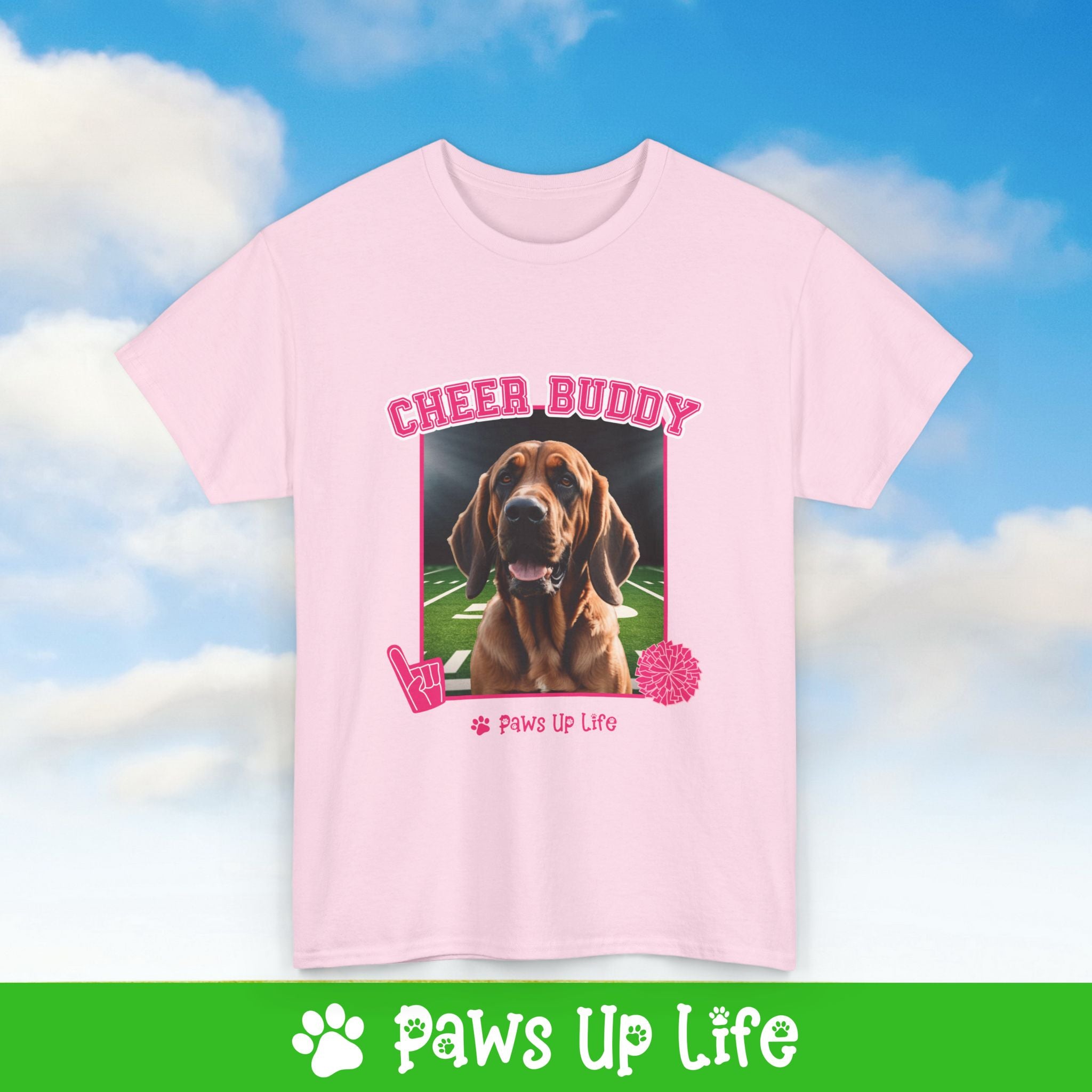 Bloodhound Football Cheer Buddy Cheerleading Dog Tee, Shirt, Unisex Pet Lover Gift, Dog Mom Dad Tshirt, Animal Rescue Advocate, Cute Puppy Graphic Top Classic Collar | Paws Up Life, LLC