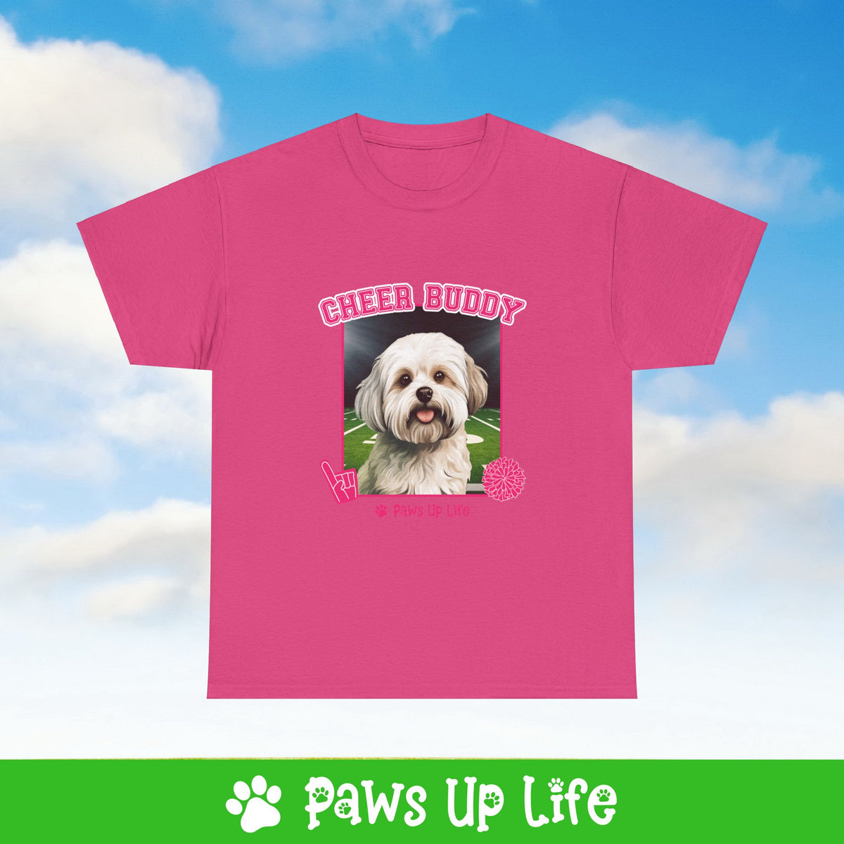 Maltese Football Cheer Buddy Cheerleading Dog Tee, Shirt, Unisex Pet Lover Gift, Dog Mom Dad Tshirt, Animal Rescue Advocate, Cute Puppy Graphic Top Classic Collar | Paws Up Life, LLC