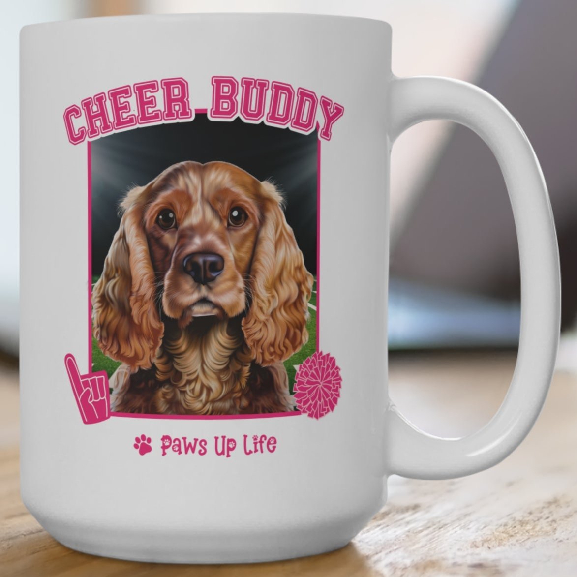 English Cocker Spaniel Football Cheer Buddy Cheerleading Dog 15oz Large Coffee Mug Ceramic Drinkware Tea Washable | Paws Up Life, LLC