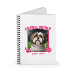 Brown Shih Tzu Football Cheer Buddy Cheerleading Dog Spiral Notebook for Office and Home - Ruled Line | Paws Up Life, LLC