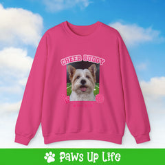 White Norfolk Terrier Football Cheer Buddy Cheerleading Dog Crewneck Sweatshirt, Unisex Gift for Animal Lovers, Dog Mom Dad Sweatshirt, Cute Dog Lover Apparel, Fun Pet | Paws Up Life, LLC