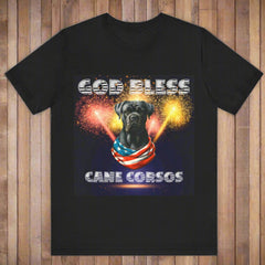 God Bless Cane Corso Patriotic TShirt Dog Gift for Him or Her | Unisex Short Sleeve Tee