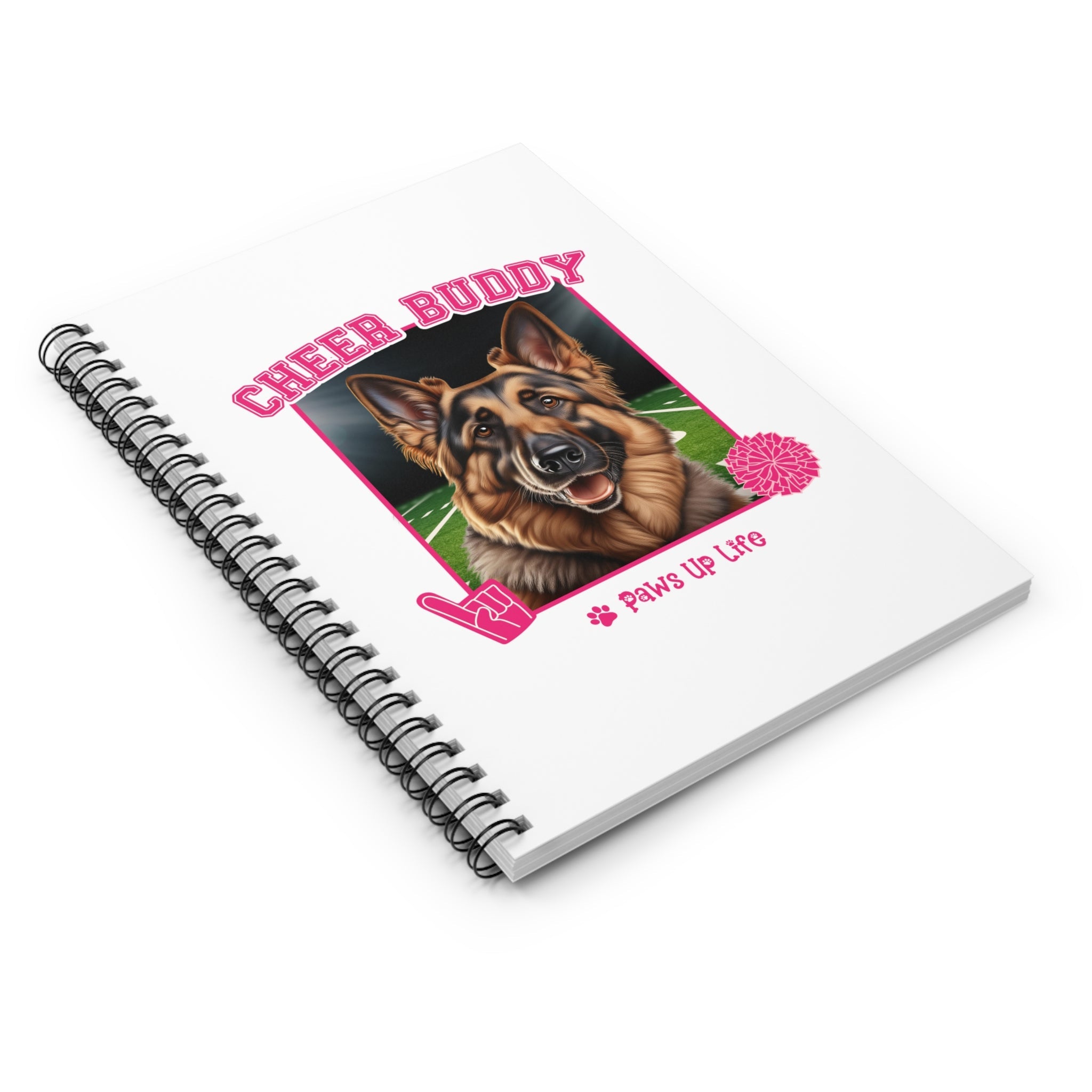 German Shepherd Football Cheer Buddy Cheerleading Dog Spiral Notebook for Office and Home - Ruled Line | Paws Up Life, LLC