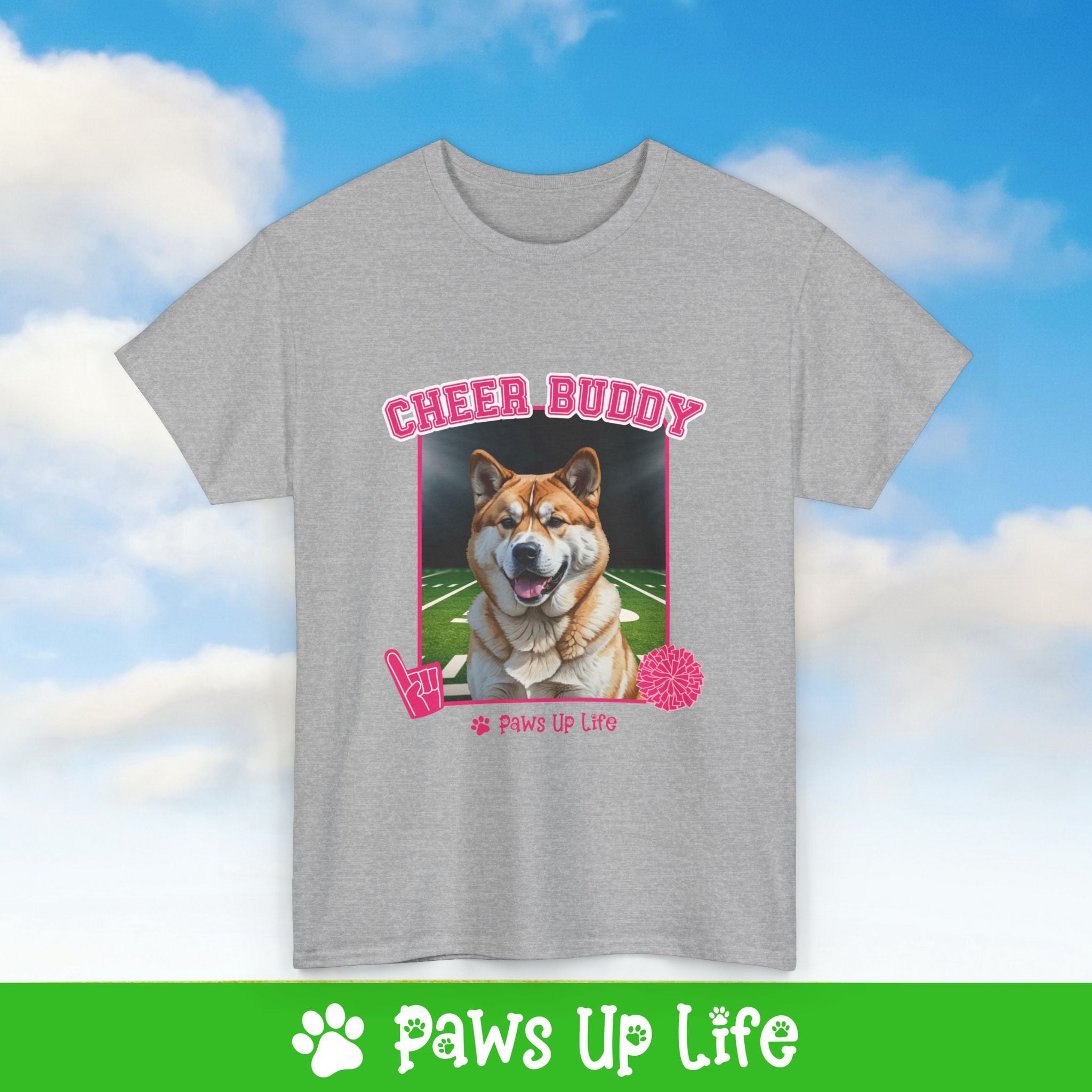 Akita Cheer Buddy Cheerleading Dog Tee, Shirt, Unisex Pet Lover Gift, Dog Mom Dad Tshirt, Animal Rescue Advocate, Cute Puppy Graphic Top Classic Collar | Paws Up Life, LLC