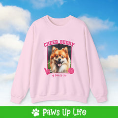 Pomeranian Football Cheer Buddy Cheerleading Dog Crewneck Sweatshirt, Unisex Gift for Animal Lovers, Dog Mom Dad Sweatshirt, Cute Dog Lover Apparel, Fun Pet | Paws Up Life, LLC