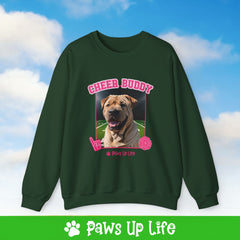 Chinese Shar Pei Football Cheer Buddy Cheerleading Dog Crewneck Sweatshirt, Unisex Gift for Animal Lovers, Dog Mom Dad Sweatshirt, Cute Dog Lover Apparel, Fun Pet | Paws Up Life, LLC