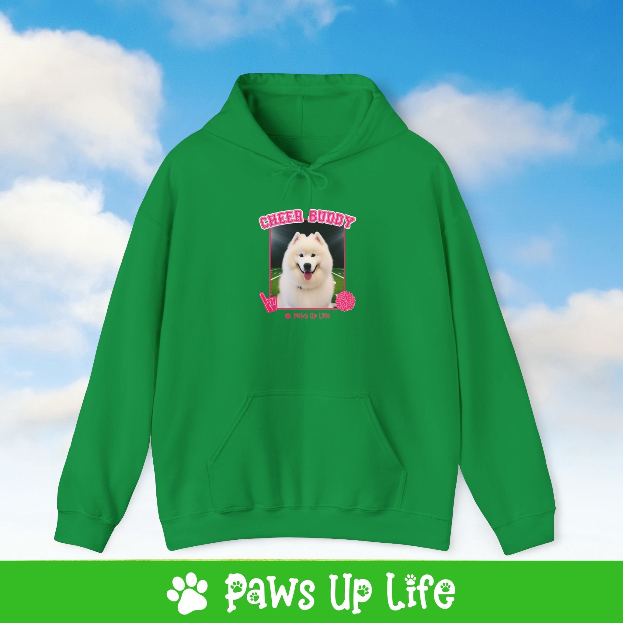 Samoyed Football Cheer Buddy Cheerleading Dog Unisex Hoodie Hooded Sweatshirt Classic Comfy Cotton | Paws Up Life, LLC