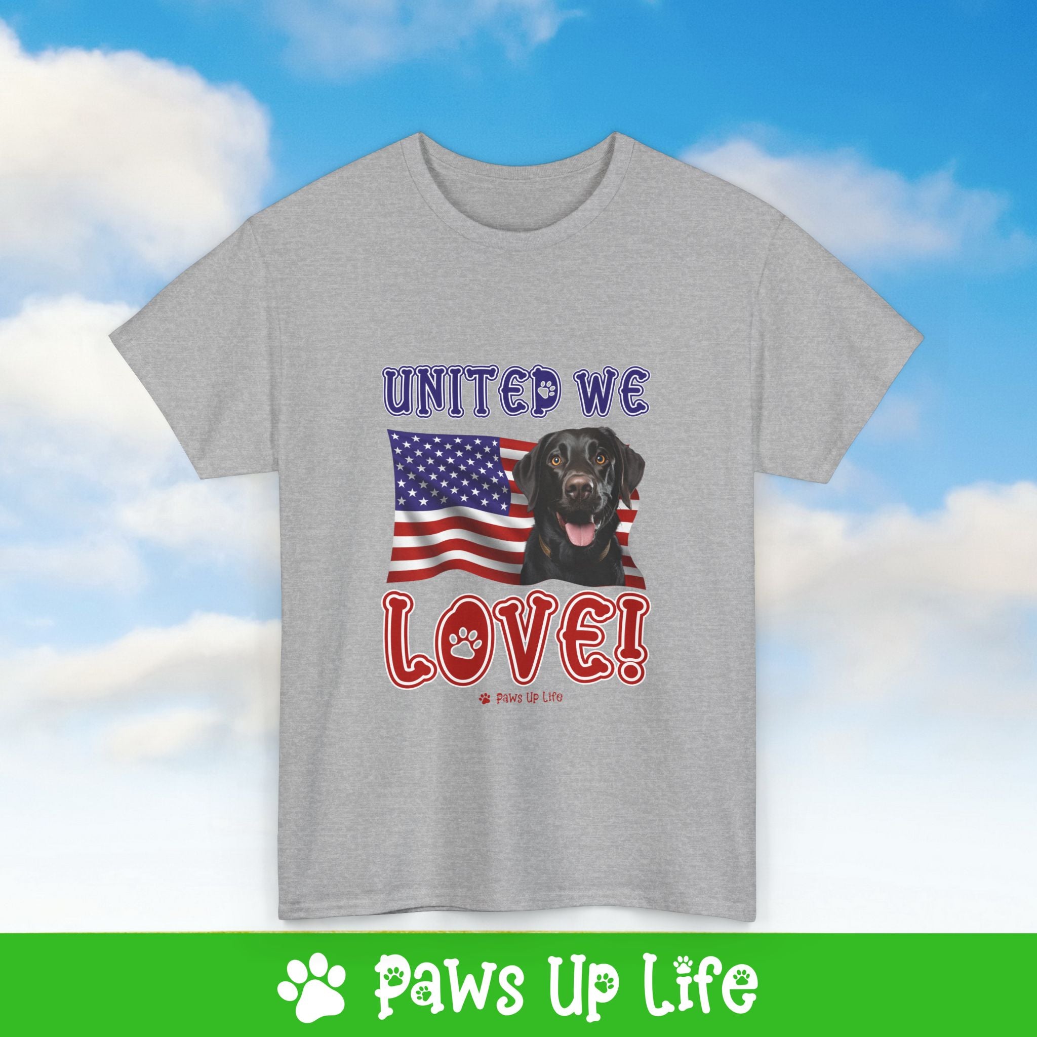 Black Lab Labrador Retriever Dog United We Love Dog Tee, Shirt, Unisex Pet Lover Gift, Dog Mom Dad Tshirt, Animal Rescue Advocate, Cute Puppy Graphic Top Classic Collar | Paws Up Life, LLC