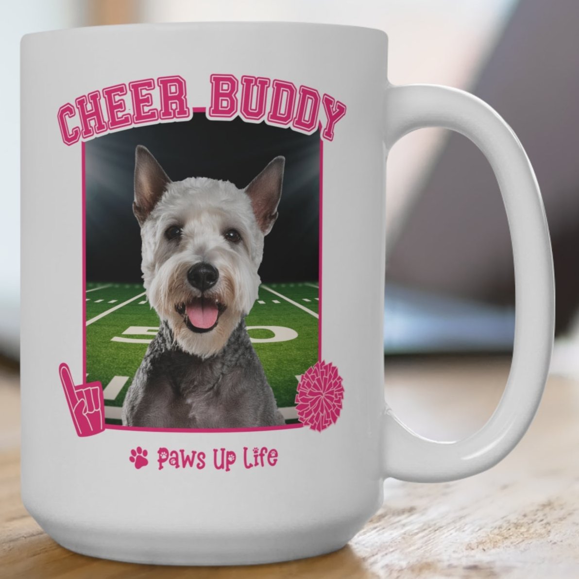 Bedington Terrier Cheer Buddy Cheerleading Dog 15oz Large Coffee Mug Ceramic Drinkware Tea Washable | Paws Up Life, LLC