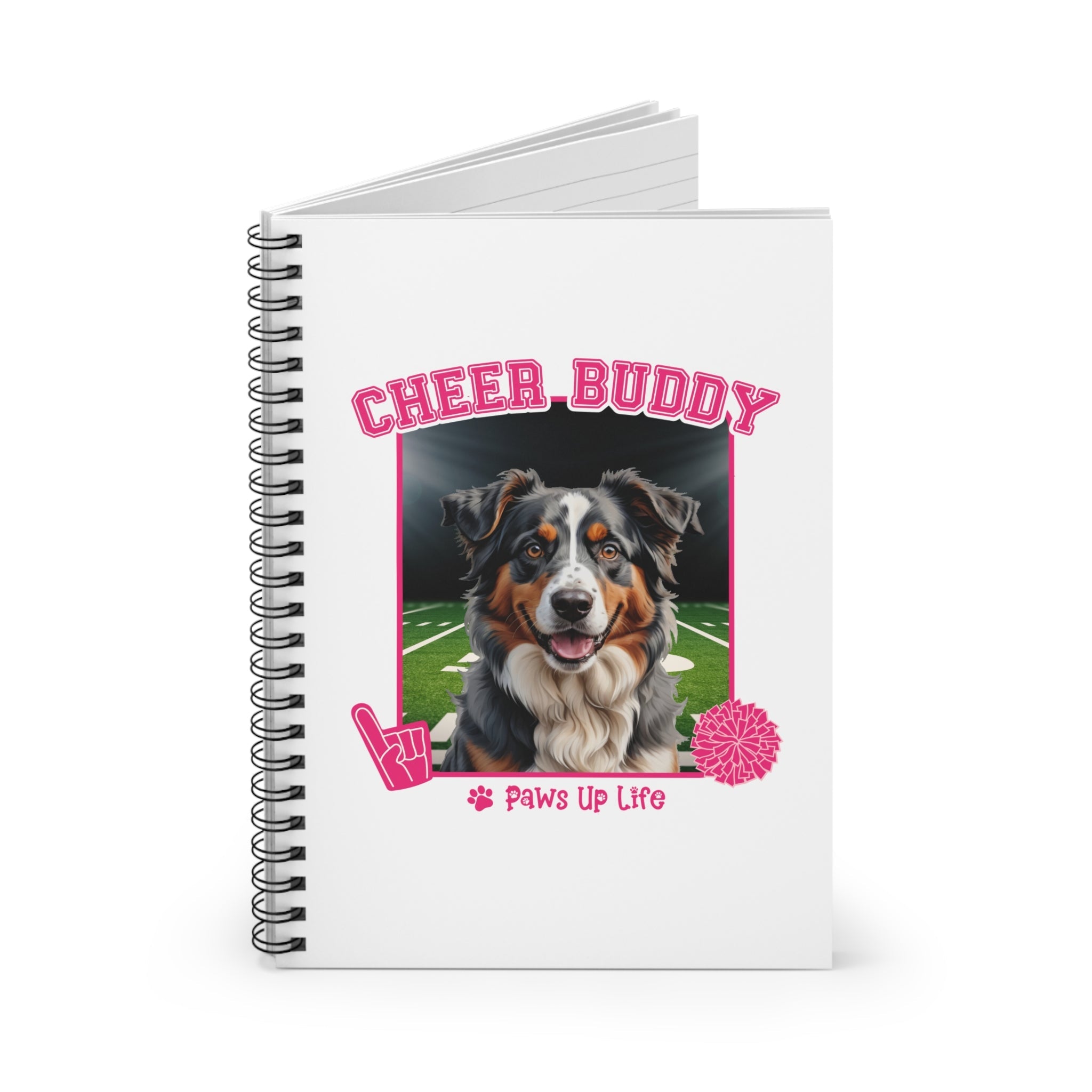 Australian Shepherd Cheer Buddy Cheerleading Dog Spiral Notebook for Office and Home - Ruled Line | Paws Up Life, LLC