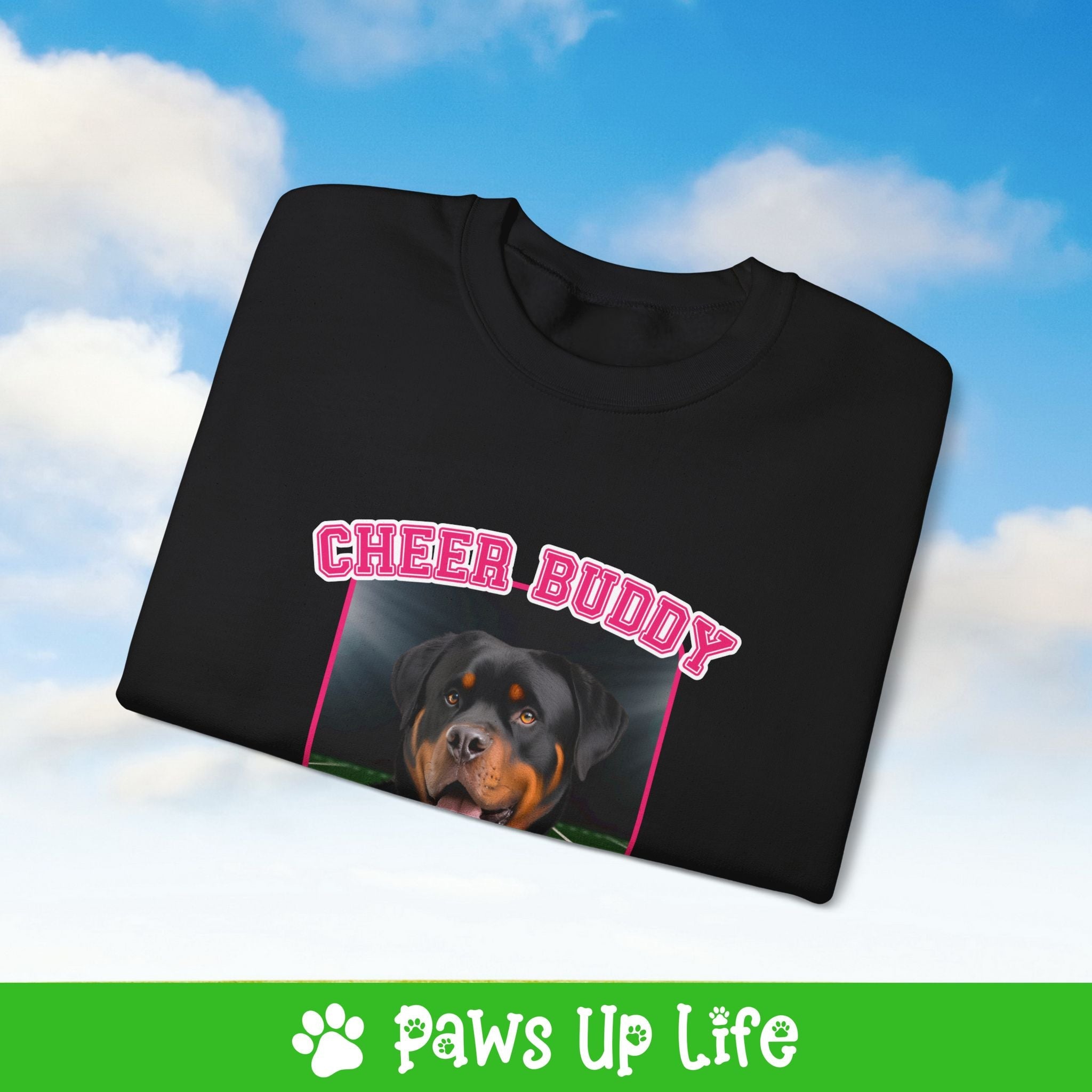 Rottweiler Football Cheer Buddy Cheerleading Dog Crewneck Sweatshirt, Unisex Gift for Animal Lovers, Dog Mom Dad Sweatshirt, Cute Dog Lover Apparel, Fun Pet | Paws Up Life, LLC