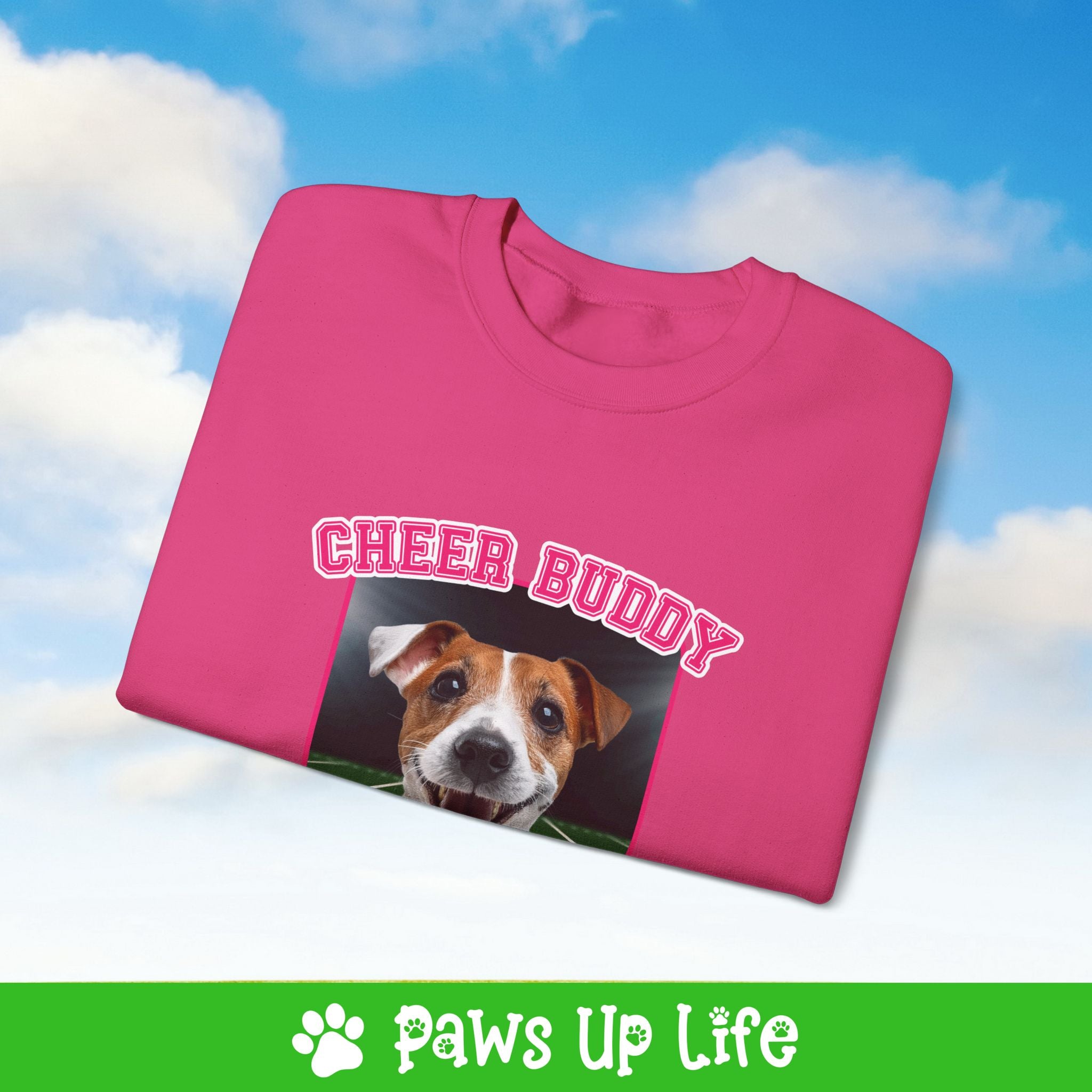 Jack Russell Football Cheer Buddy Cheerleading Dog Crewneck Sweatshirt, Unisex Gift for Animal Lovers, Dog Mom Dad Sweatshirt, Cute Dog Lover Apparel, Fun Pet | Paws Up Life, LLC