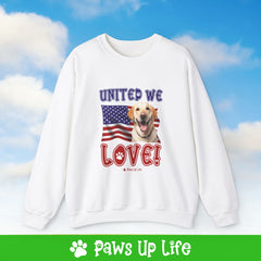 Yellow Lab Labrador Retriever Dog United We Love Dog Crewneck Sweatshirt, Unisex Gift for Animal Lovers, Dog Mom Dad Sweatshirt, Cute Dog Lover Apparel, Fun Pet | Paws Up Life, LLC