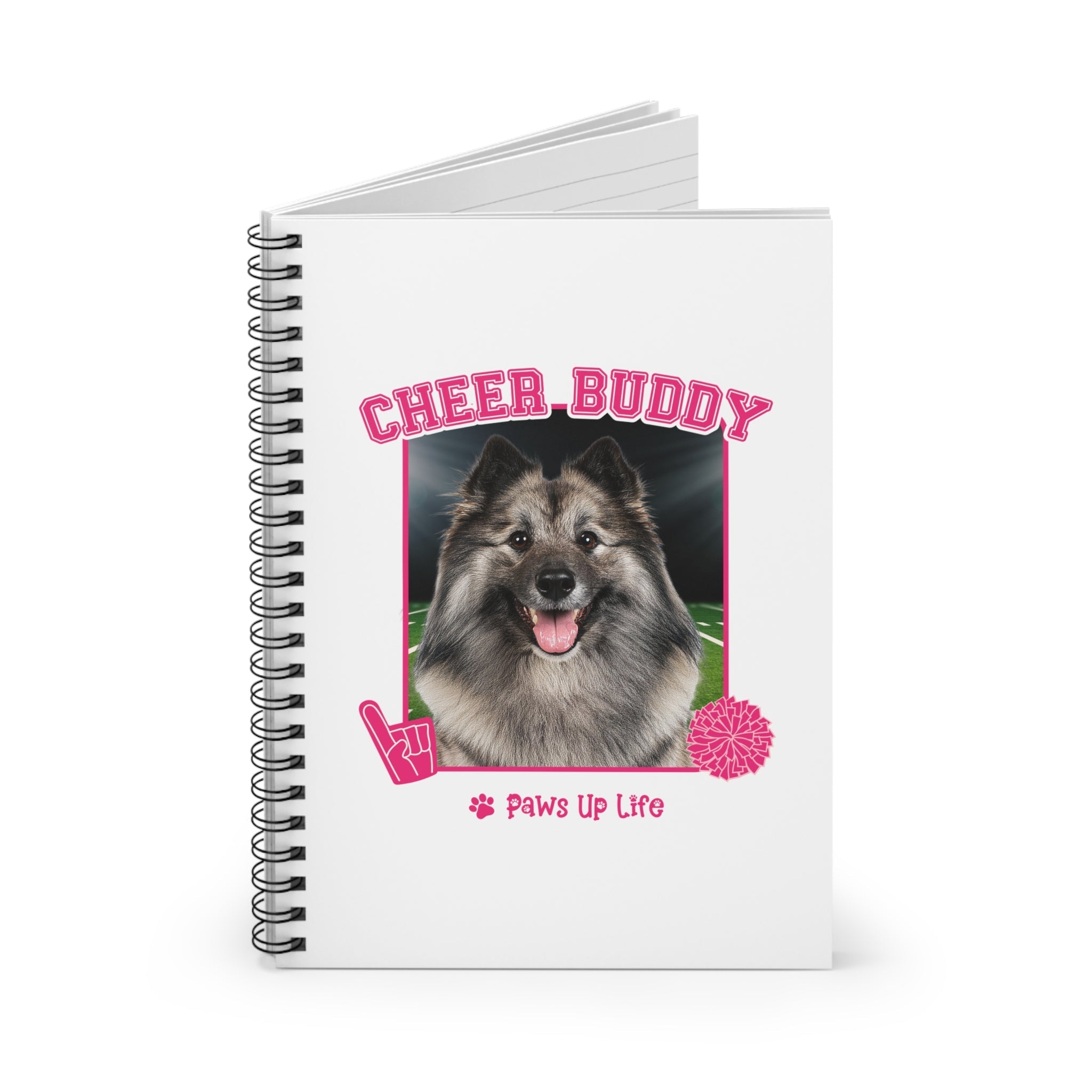 Keeshond Football Cheer Buddy Cheerleading Dog Spiral Notebook for Office and Home - Ruled Line | Paws Up Life, LLC