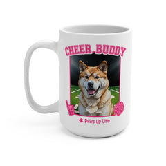 Akita Dog Cheer Buddy Cheerleader 15oz Large Coffee Mug Ceramic Drinkware Tea Washable Printed Reusable | Paws Up Life, LLC