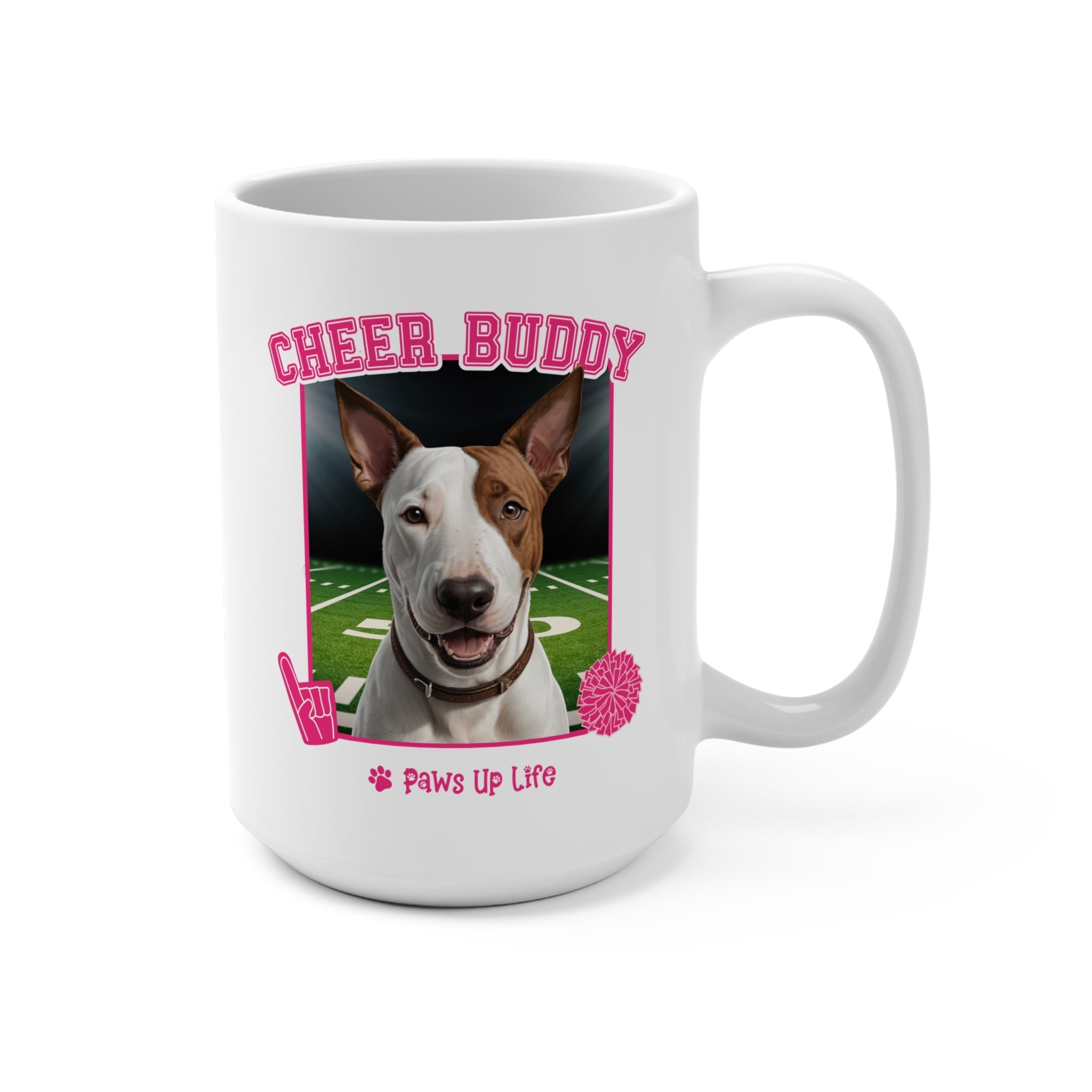 Bull Terrier Football Cheer Buddy Cheerleading Dog 15oz Large Coffee Mug Ceramic Drinkware Tea Washable | Paws Up Life, LLC