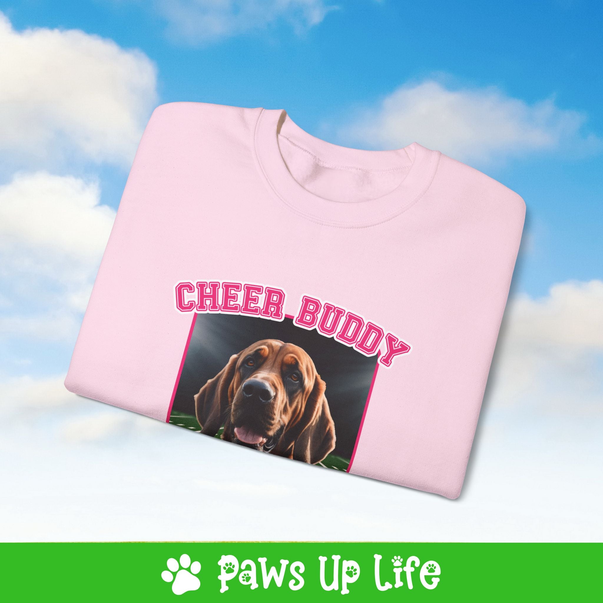 Bloodhound Football Cheer Buddy Cheerleading Dog Crewneck Sweatshirt, Unisex Gift for Animal Lovers, Dog Mom Dad Sweatshirt, Cute Dog Lover Apparel, Fun Pet | Paws Up Life, LLC