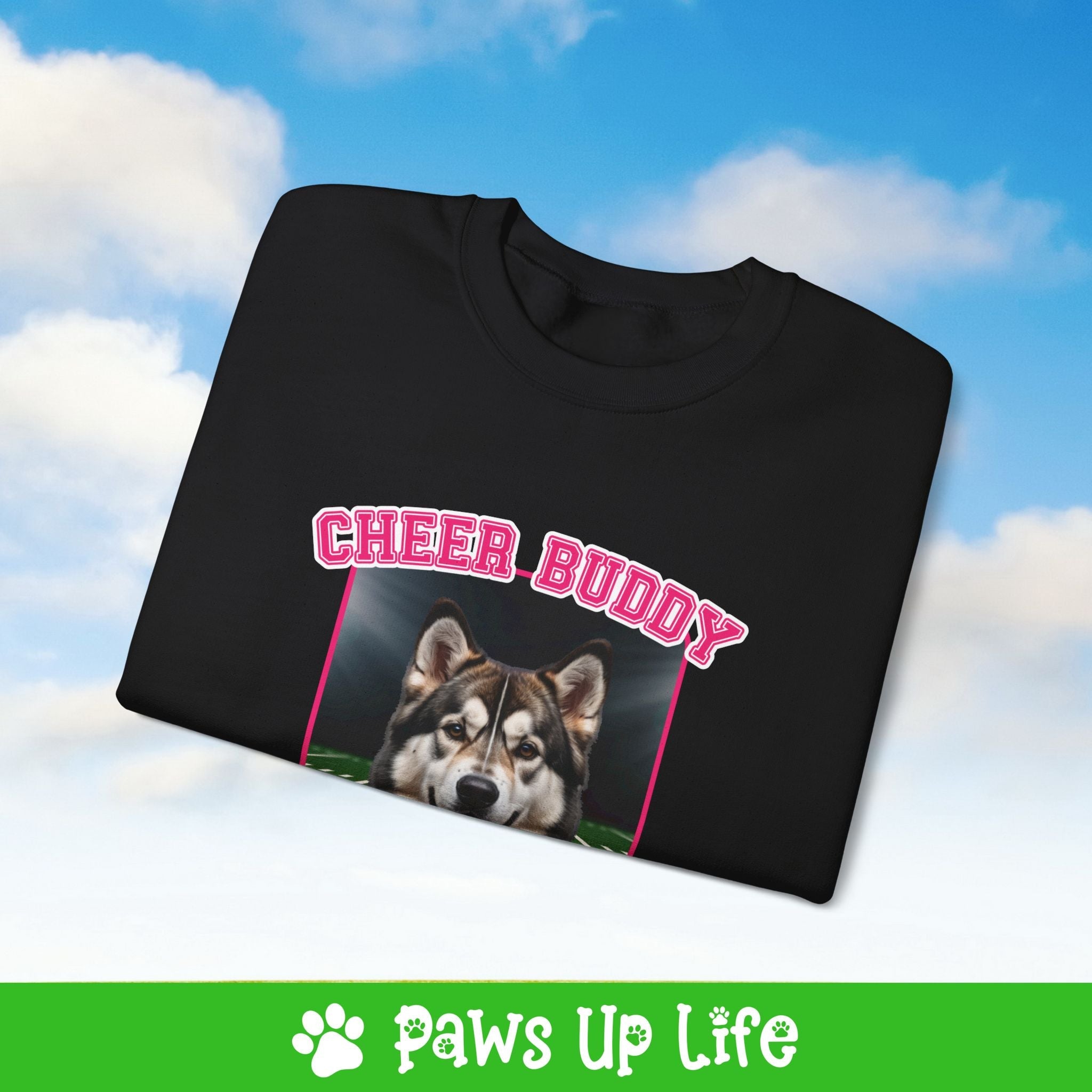 Alaskan Malamute Cheer Buddy Cheerleading Dog Crewneck Sweatshirt, Unisex Gift for Animal Lovers, Dog Mom Dad Sweatshirt, Cute Dog Lover Apparel, Fun Pet | Paws Up Life, LLC