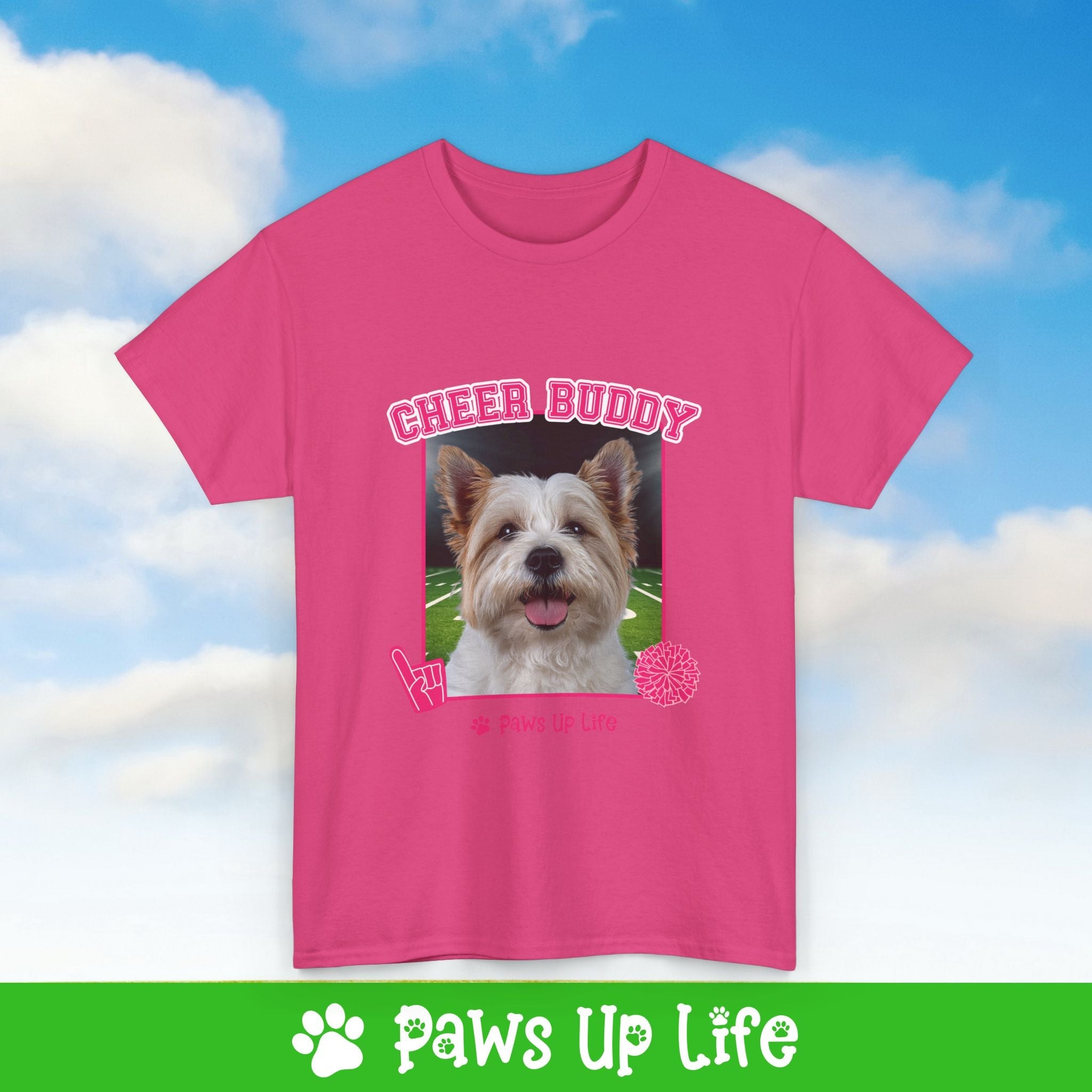 White Norfolk Terrier Football Cheer Buddy Cheerleading Dog Tee, Shirt, Unisex Pet Lover Gift, Dog Mom Dad Tshirt, Animal Rescue Advocate, Cute Puppy Graphic Top Classic Collar | Paws Up Life, LLC