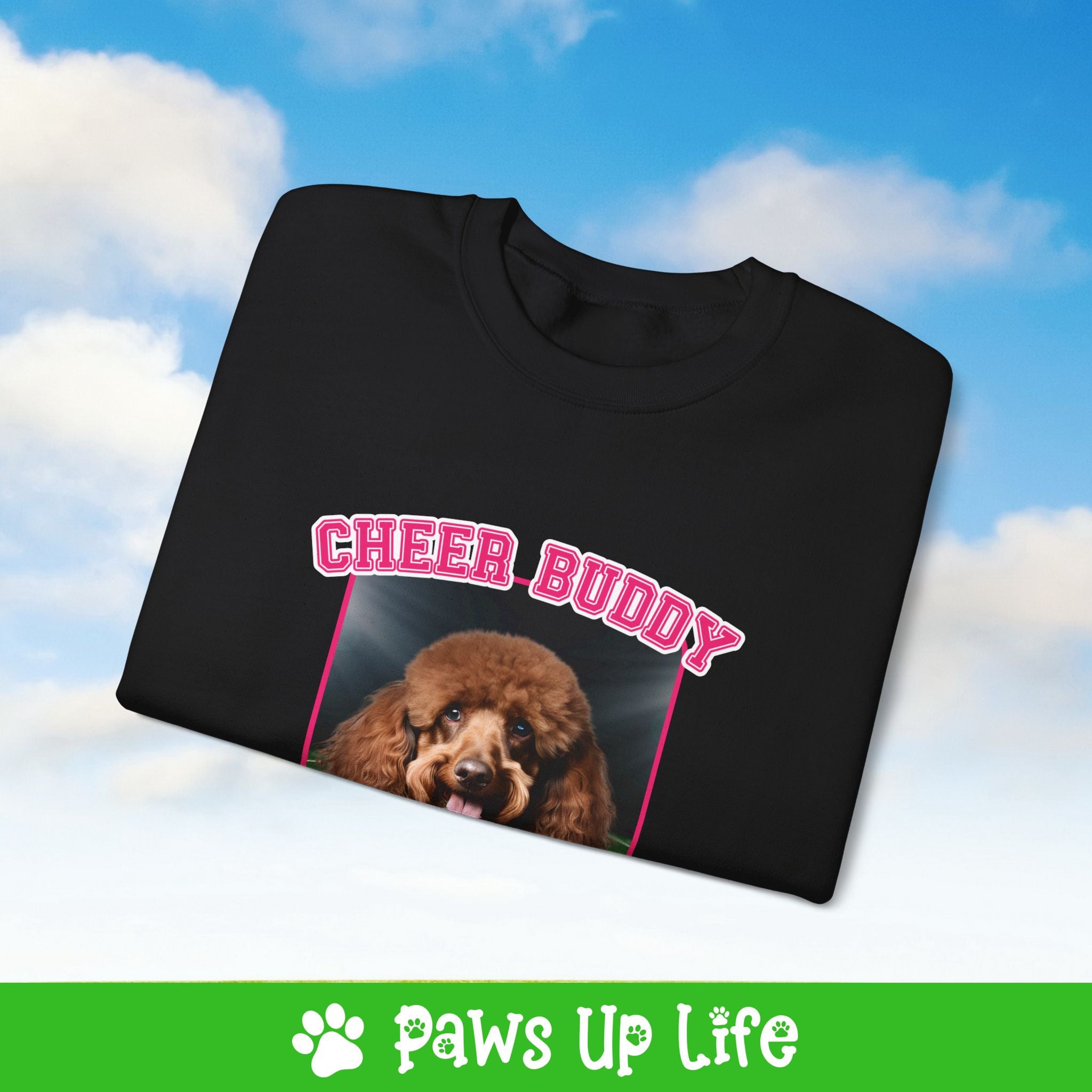 Brown Poodle Football Cheer Buddy Cheerleading Dog Crewneck Sweatshirt, Unisex Gift for Animal Lovers, Dog Mom Dad Sweatshirt, Cute Dog Lover Apparel, Fun Pet | Paws Up Life, LLC