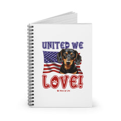 Dachshund Dog United We Love Spiral Notebook for Office and Home - Ruled Line | Paws Up Life, LLC