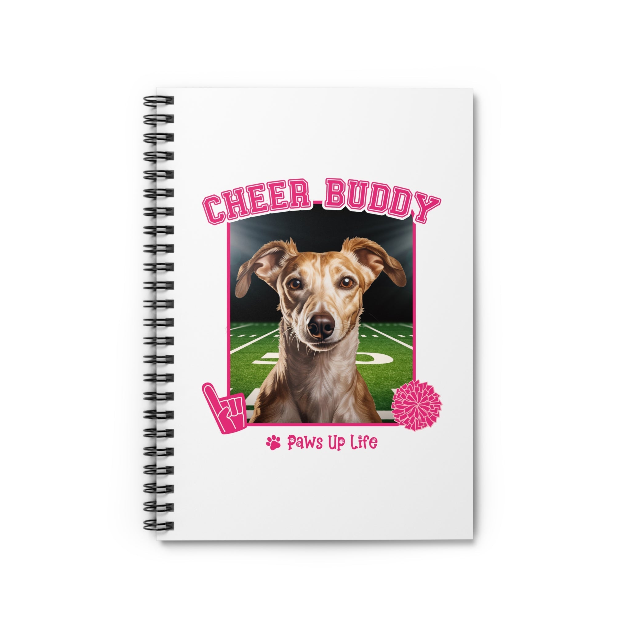 Whippet Football Cheer Buddy Cheerleading Dog Spiral Notebook for Office and Home - Ruled Line | Paws Up Life, LLC