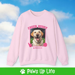 Labrador Retriever Yellow Lab Football Cheer Buddy Cheerleading Dog Crewneck Sweatshirt, Unisex Gift for Animal Lovers, Dog Mom Dad Sweatshirt, Cute Dog Lover Apparel, Fun Pet